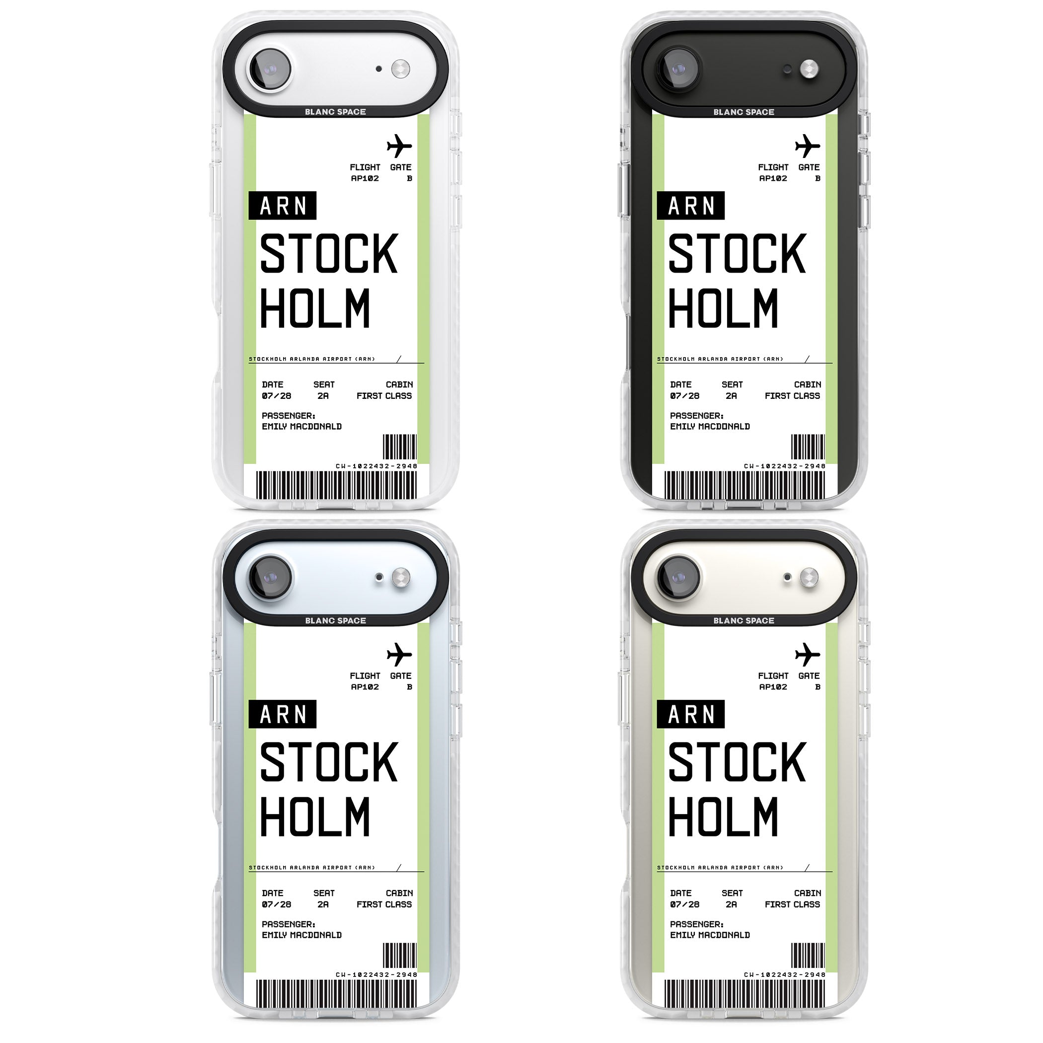 Personalised Stockholm Boarding Pass iPhone 17 Air Impact Clear Phone Case APT Impact Protection