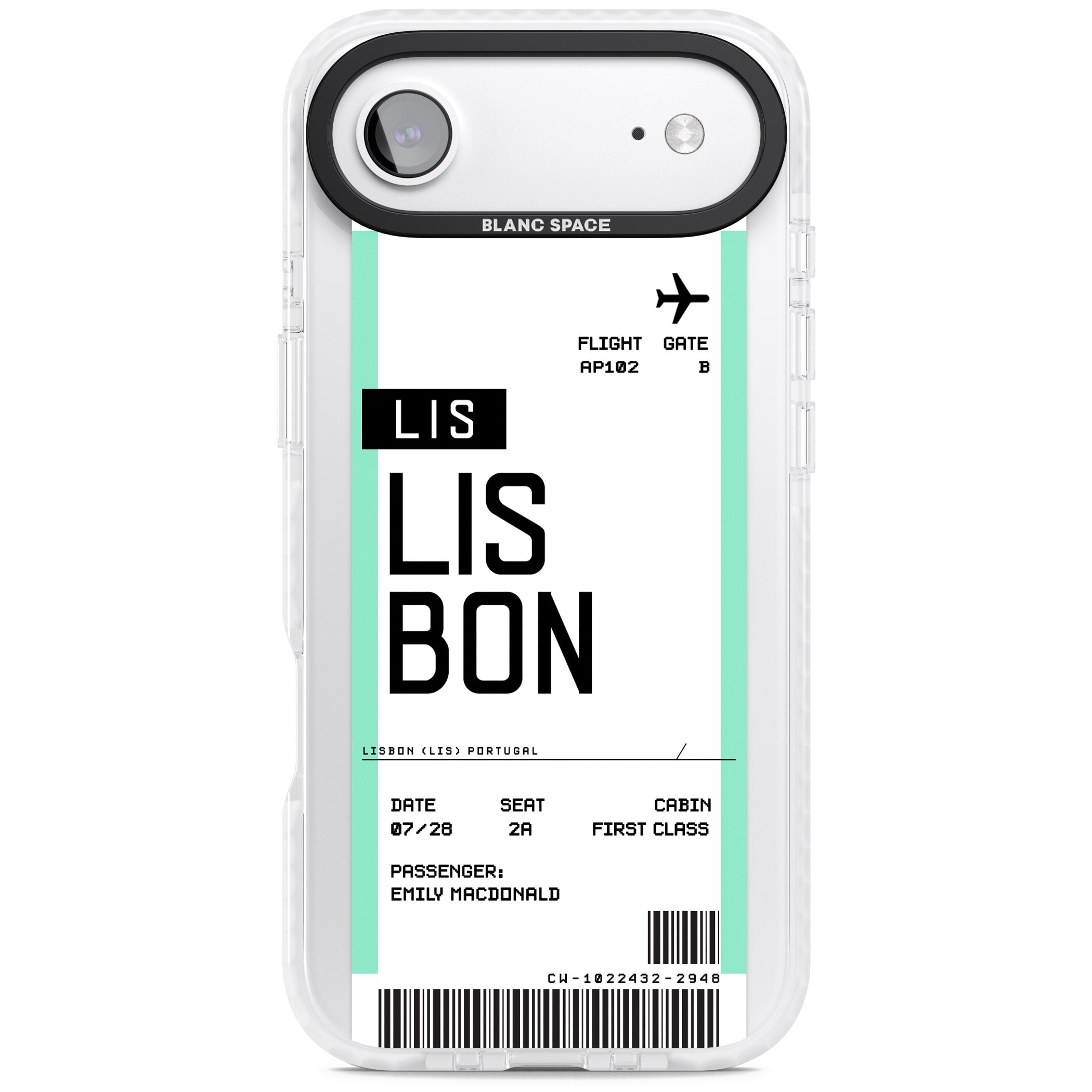 Personalised Lisbon Boarding Pass iPhone 17 Air Impact Clear Phone Case
