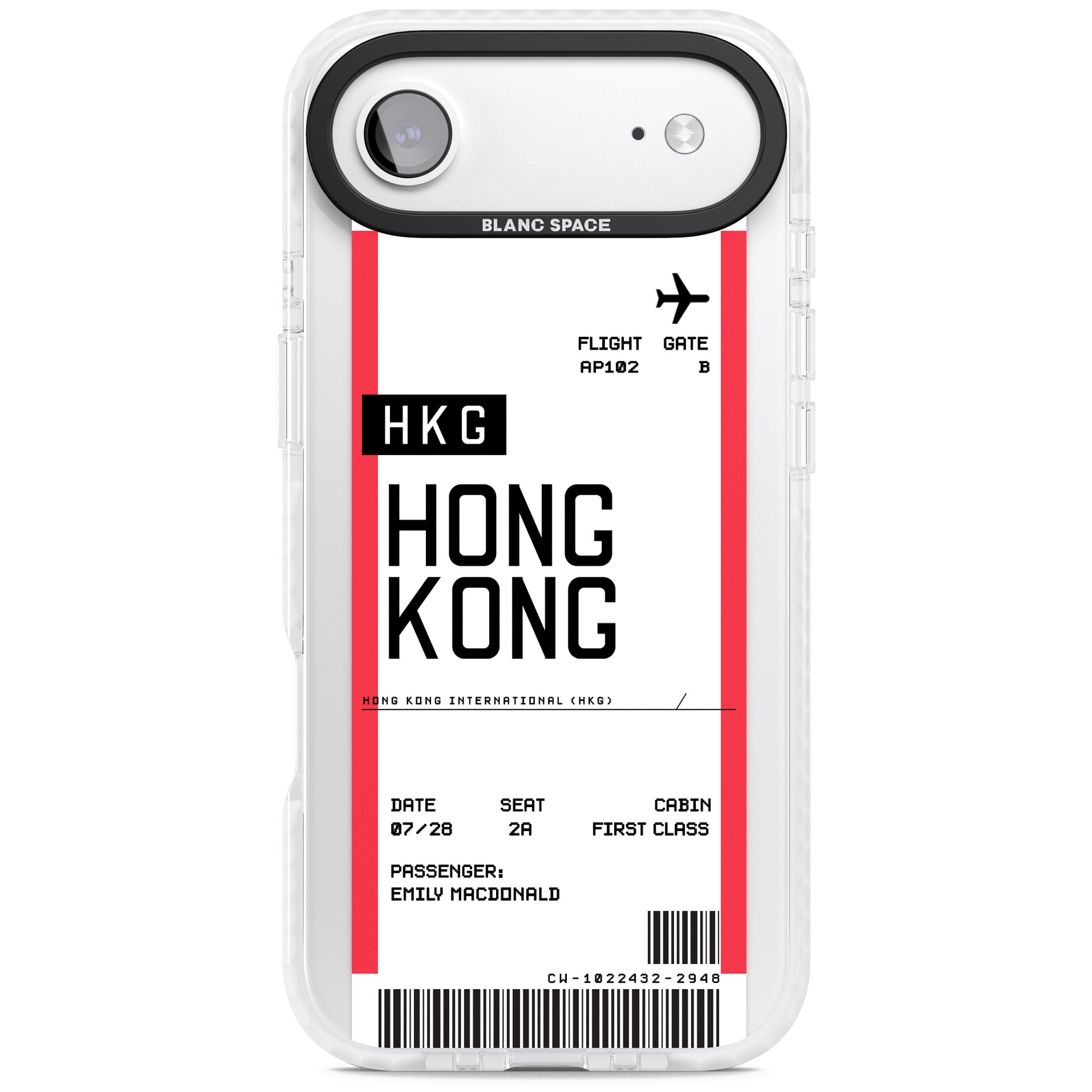 Personalised Hong Kong Boarding Pass iPhone 17 Air Impact Clear Phone Case