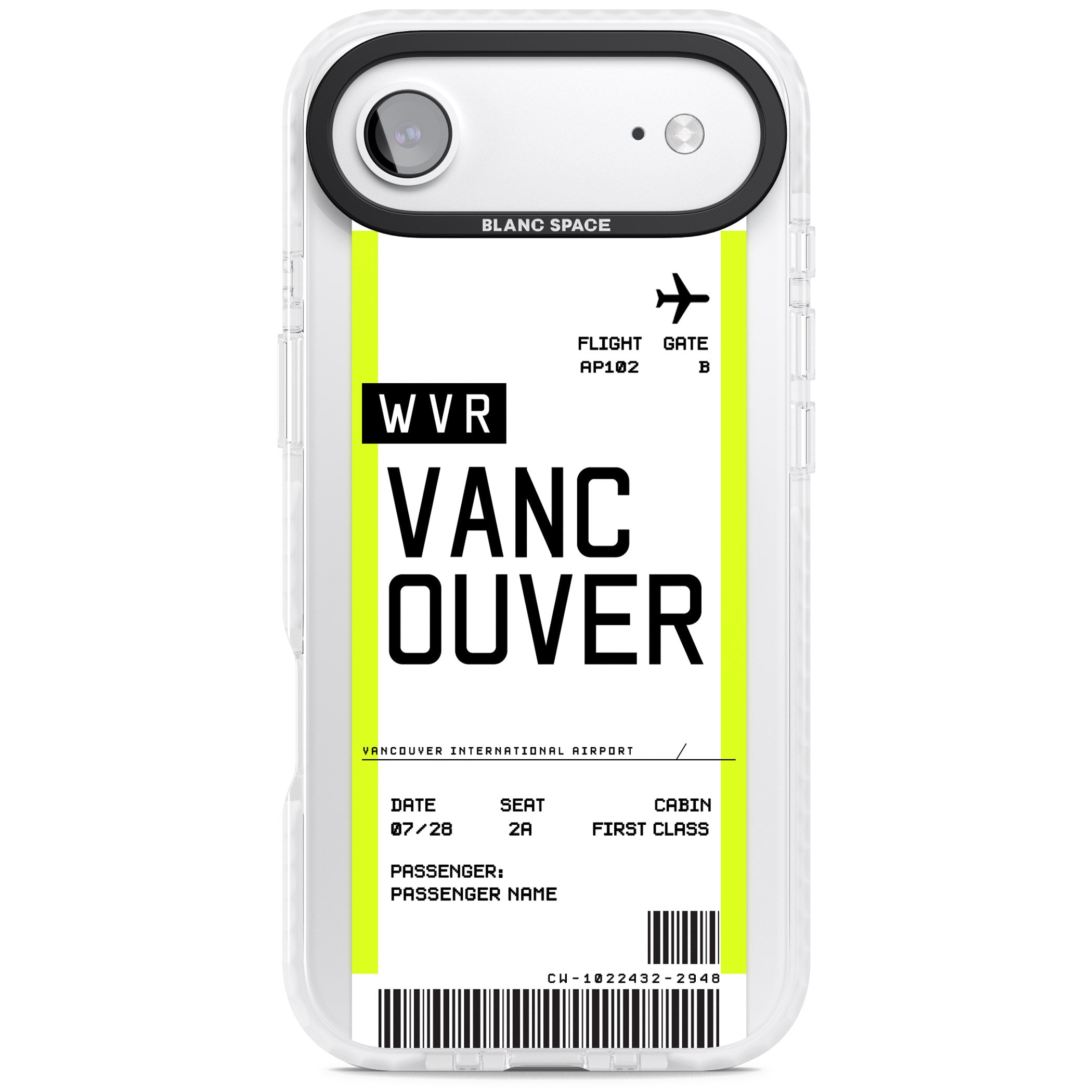 Personalised Vancouver Boarding Pass iPhone 17 Air Impact Clear Phone Case