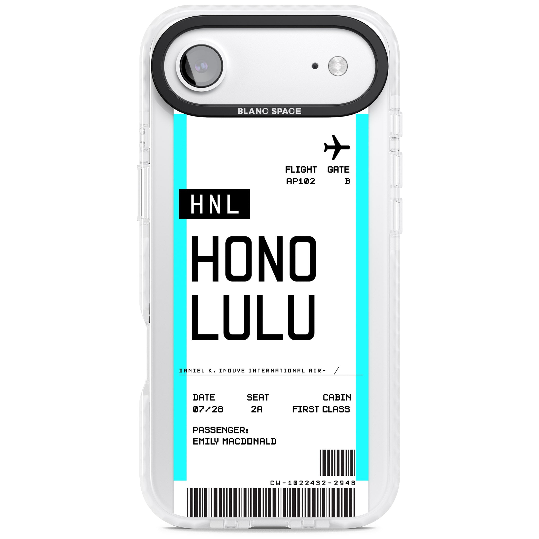 Personalised Honolulu Boarding Pass iPhone 17 Air Impact Clear Phone Case