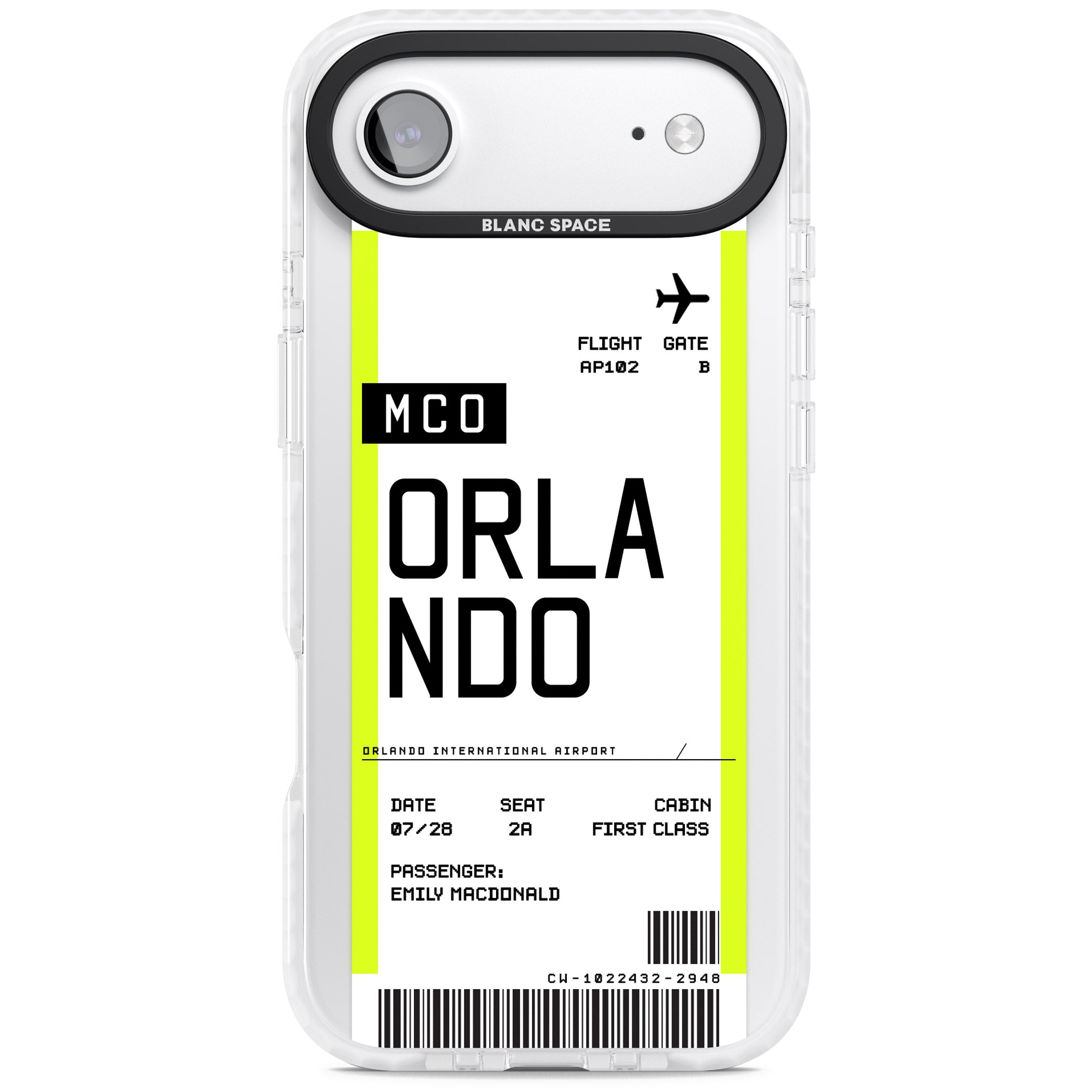 Personalised Orlando Boarding Pass iPhone 17 Air Impact Clear Phone Case
