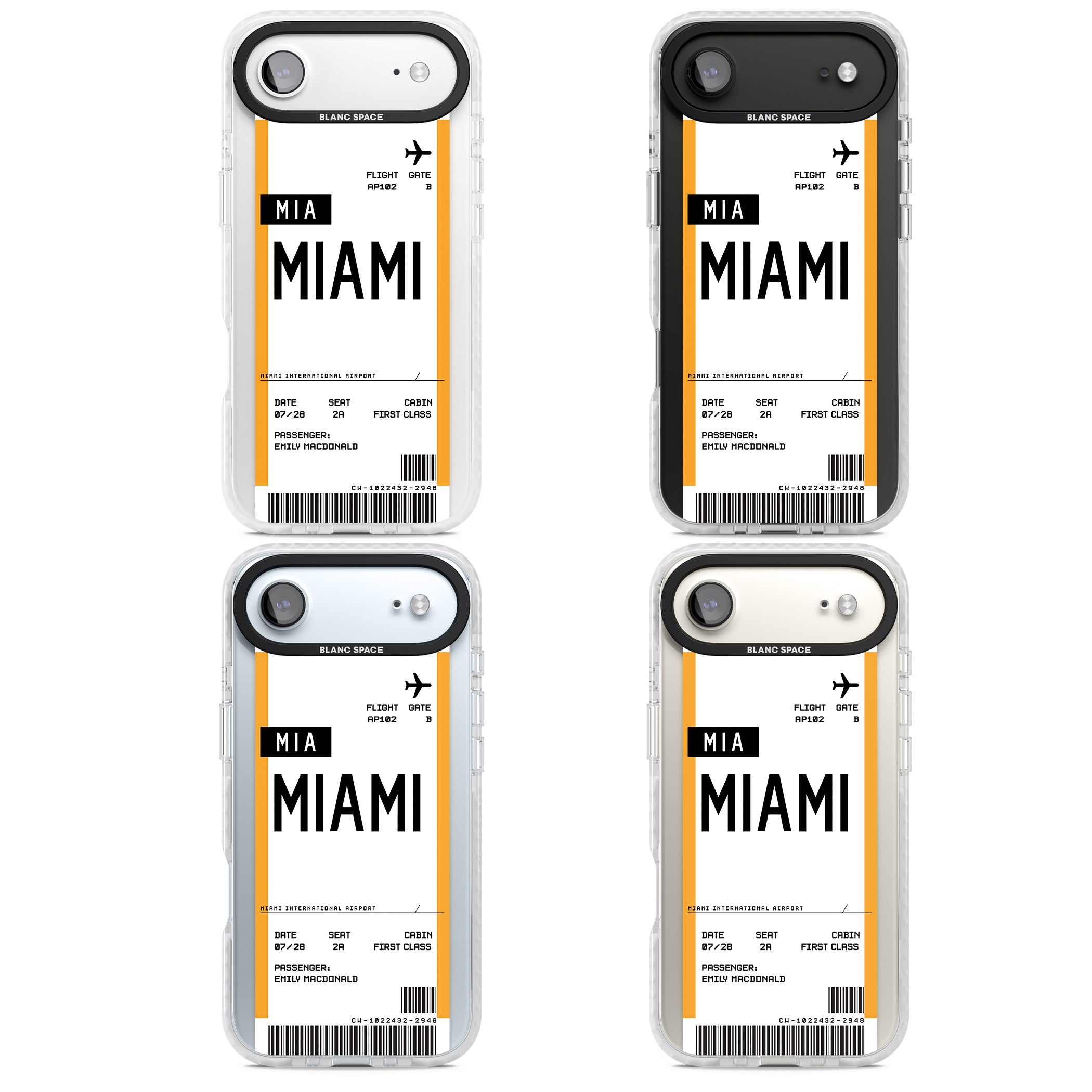 Personalised Miami Boarding Pass iPhone 17 Air Impact Clear Phone Case APT Impact Protection