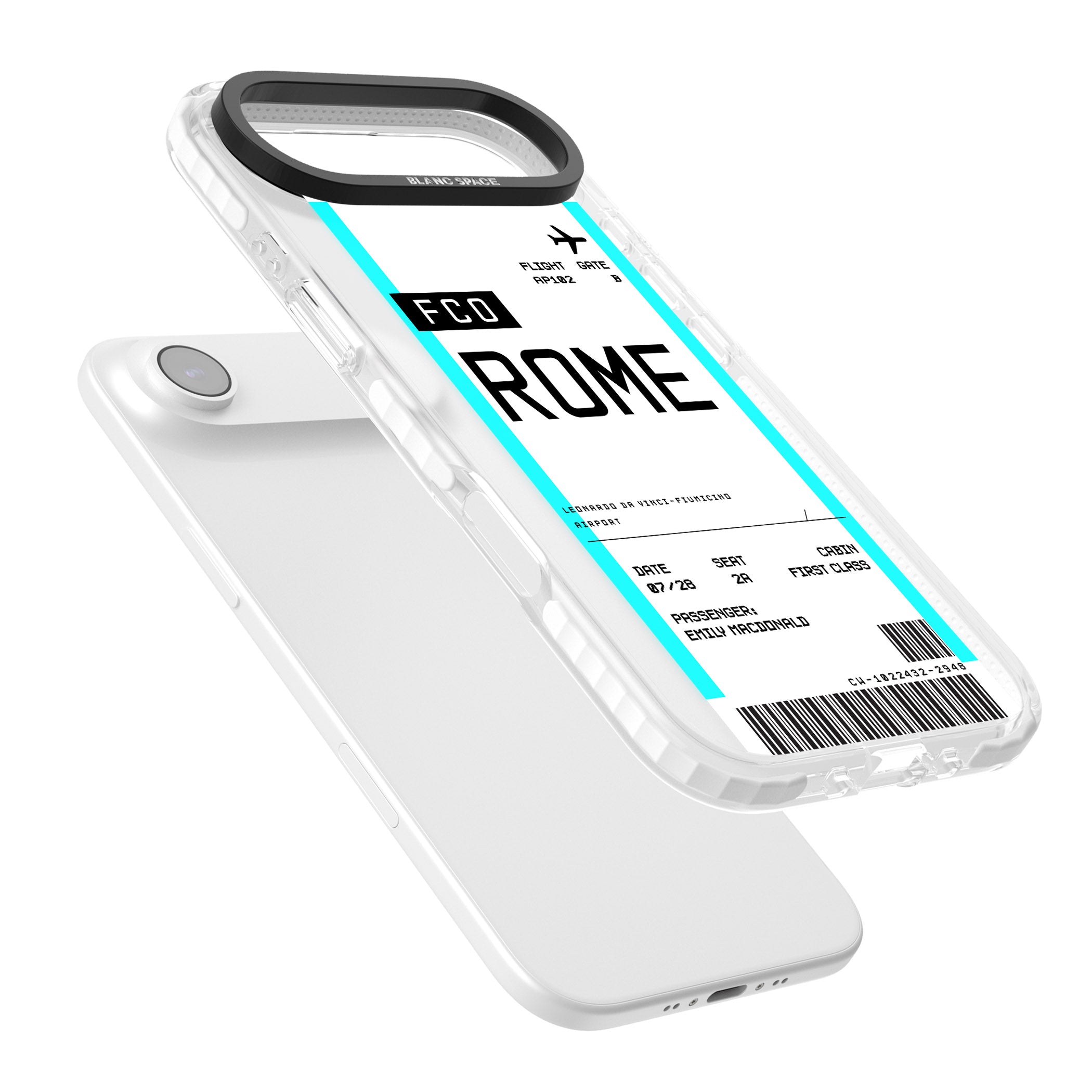 Personalised Rome Boarding Pass iPhone 17 Air Impact Clear Phone Case Colours