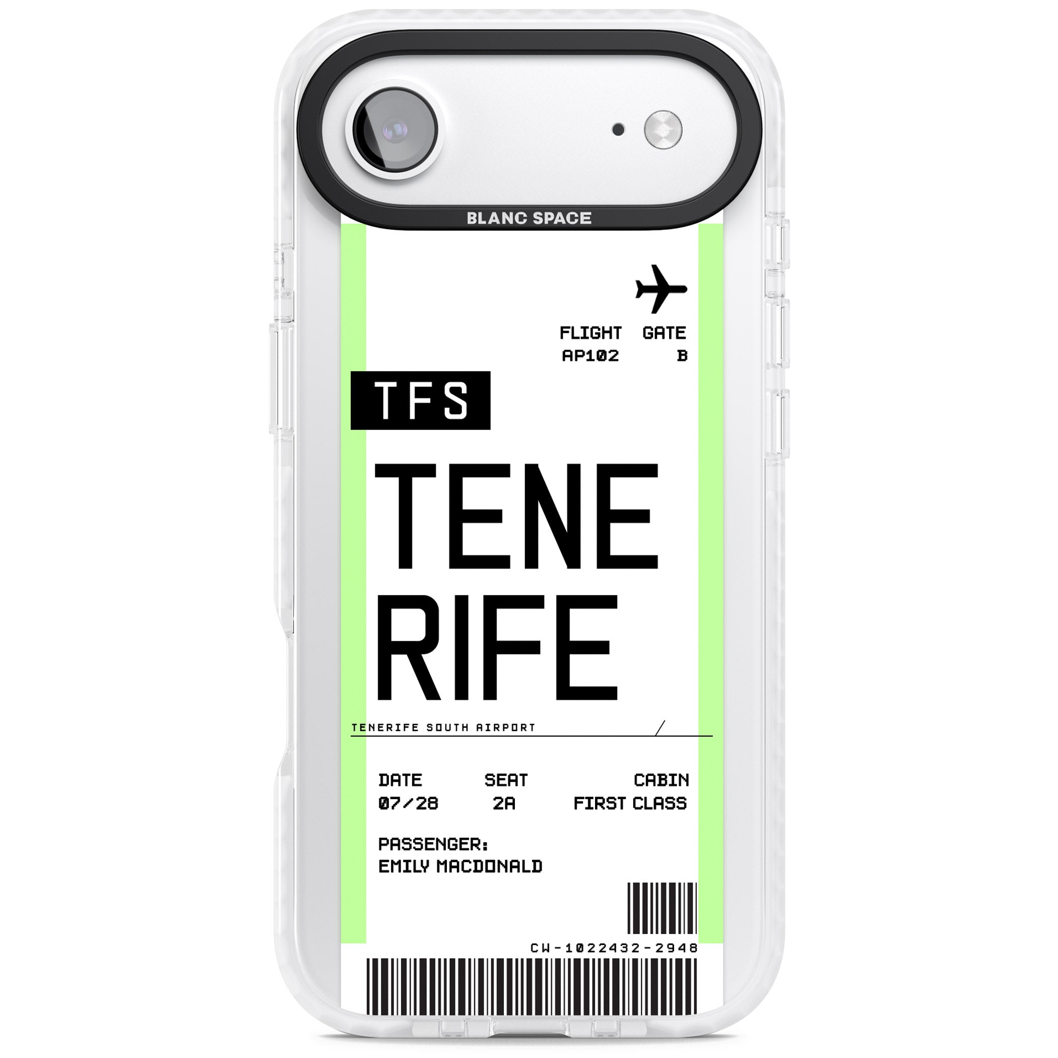 Personalised Tenerife Boarding Pass iPhone 17 Air Impact Clear Phone Case