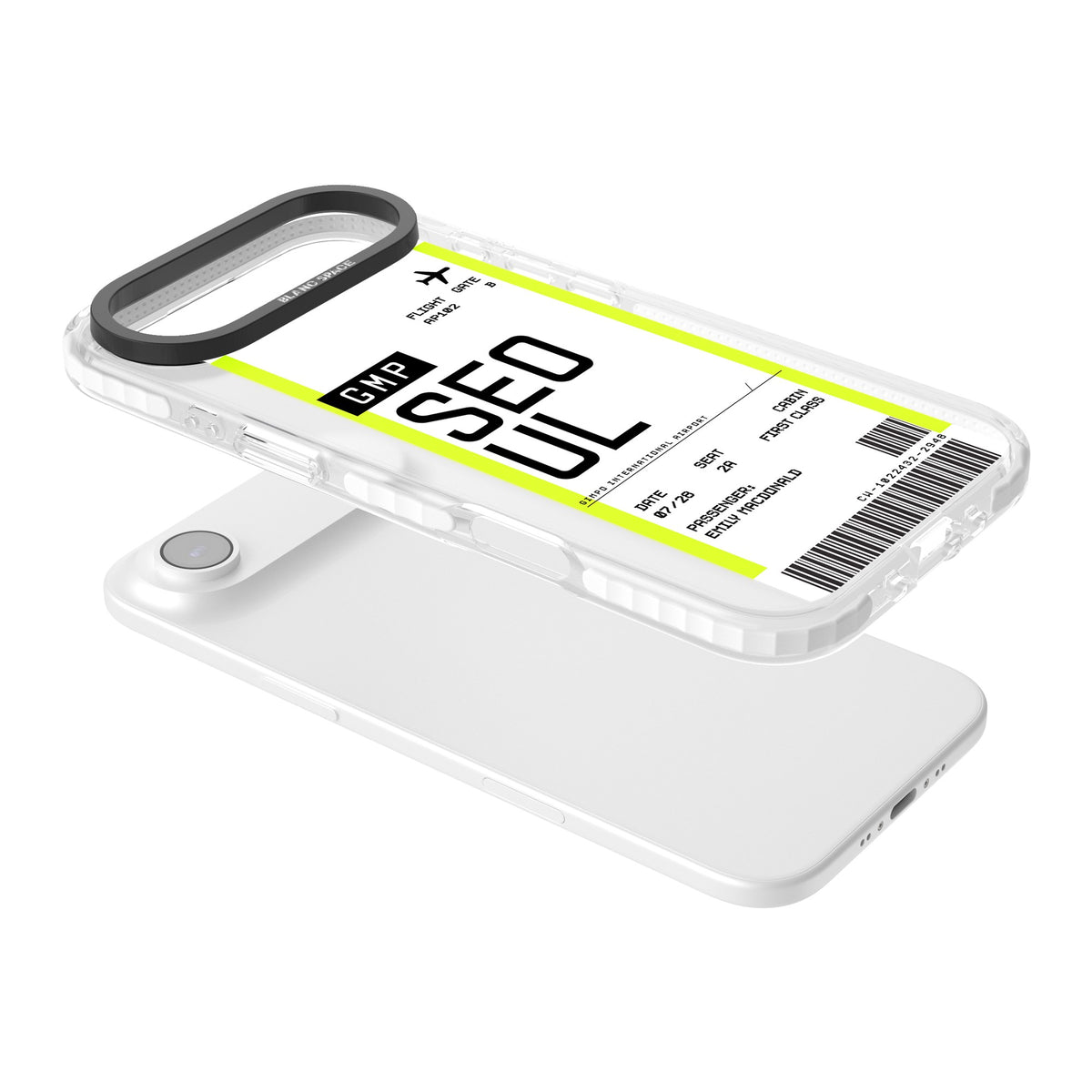 Personalised Seoul Boarding Pass iPhone Air Impact Clear Phone Case angled