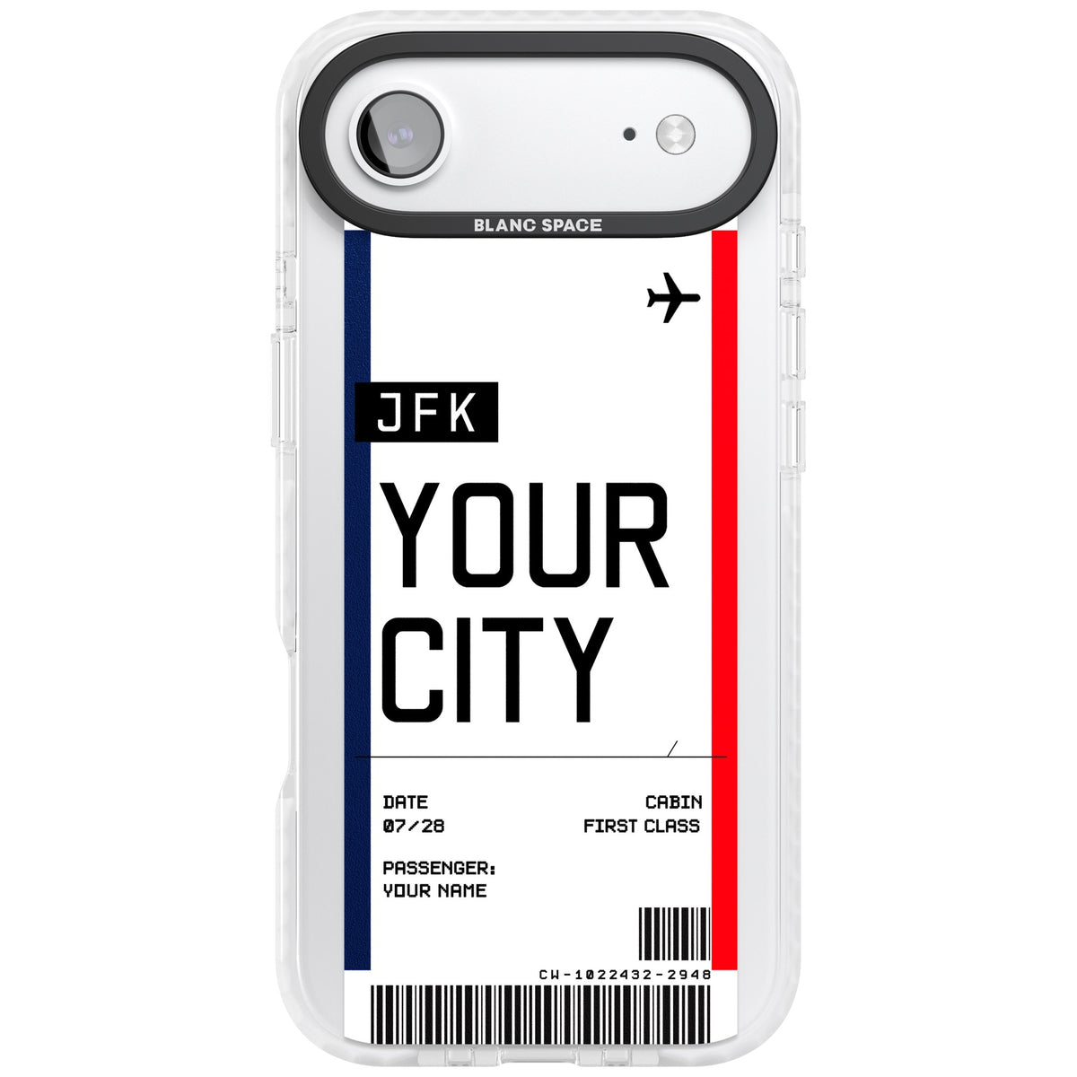 Personalised Create Your Own Boarding Pass Ticket iPhone Air Impact Clear Phone Case front