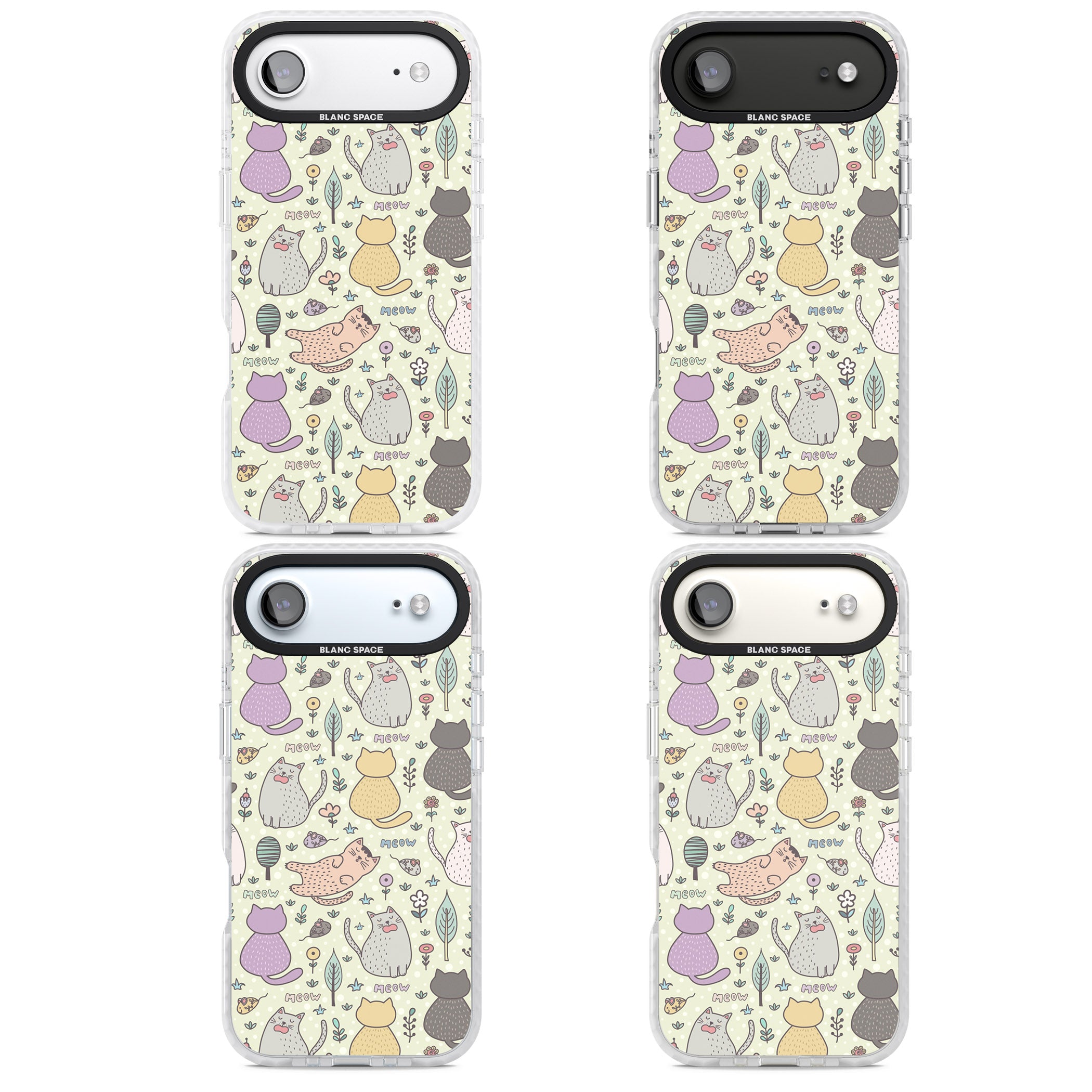 Cat Pattern Cream iPhone 17 Air Impact Clear Phone Case APT Impact Protection
