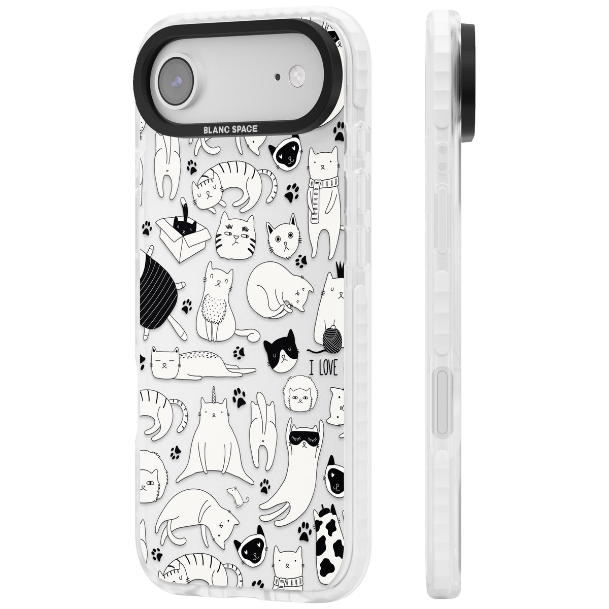 Cartoon Cats (Black & White) iPhone Air Impact Clear Phone Case side