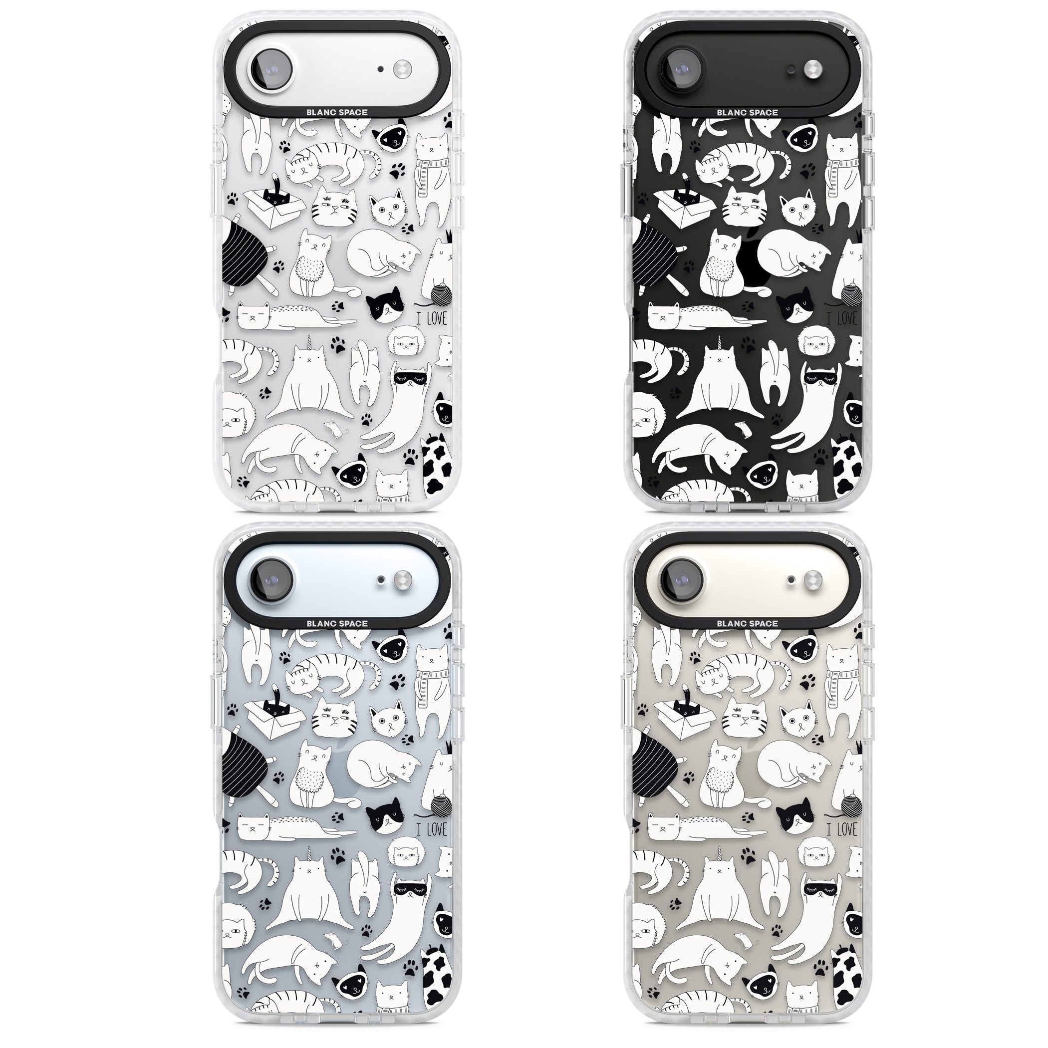 Cartoon Cat Collage Black & White iPhone 17 Air Impact Clear Phone Case APT Impact Protection