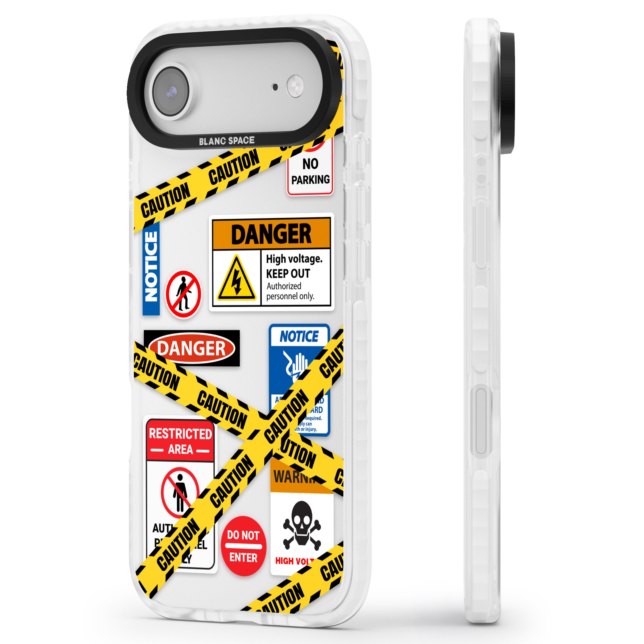 Caution Sign iPhone 17 Air Impact Clear Phone Case Side Profile