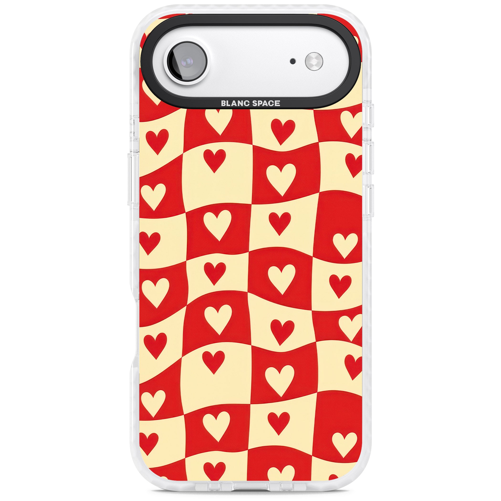 Red Wavy Checked & Hearts iPhone 17 Air Impact Clear Phone Case