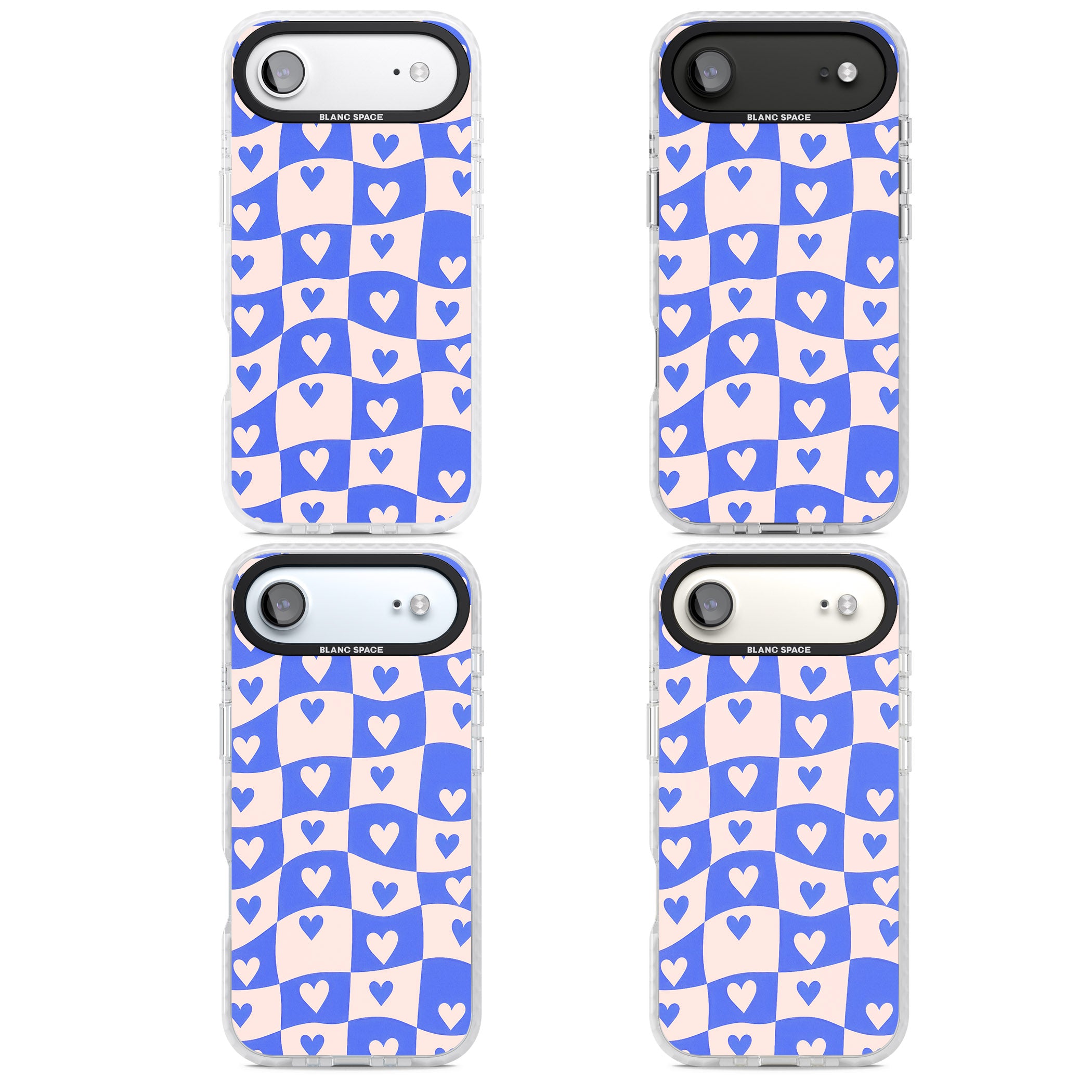 Blue Wavy Checked Hearts iPhone 17 Air Impact Clear Phone Case APT Impact Protection