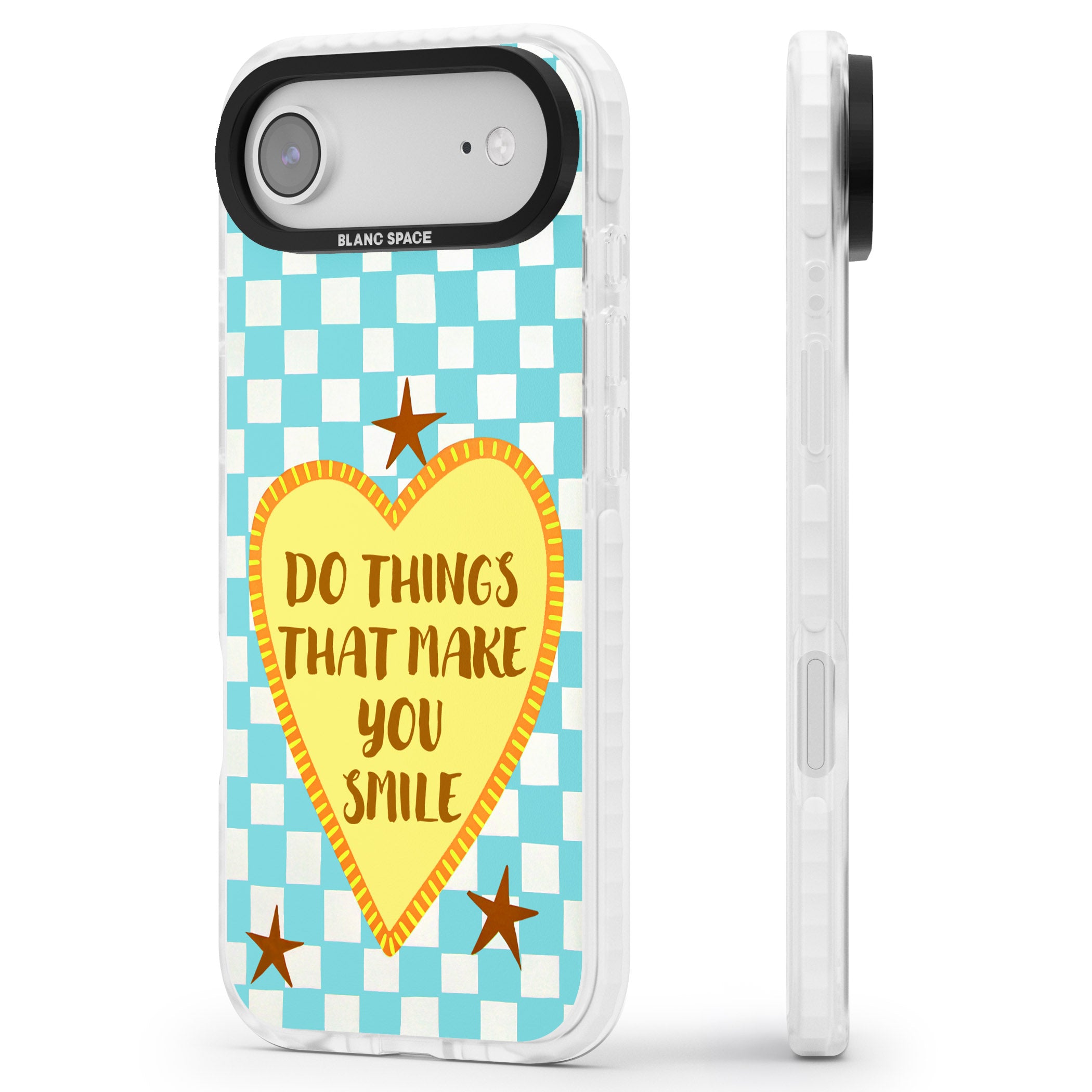 Do Things That Make You Smile iPhone 17 Air Impact Clear Phone Case Side Profile