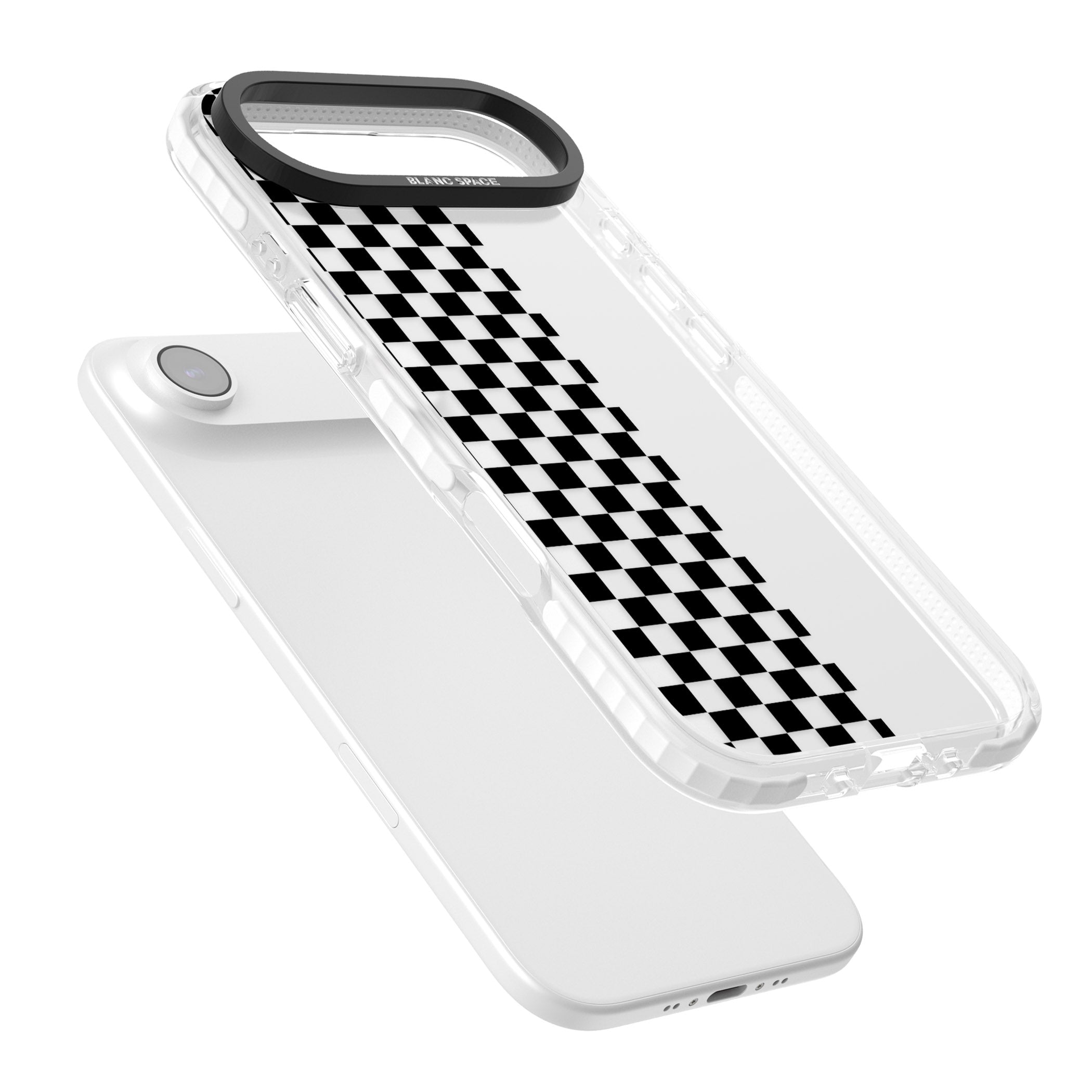 Checker: Half Black Check On Clear iPhone 17 Air Impact Clear Phone Case Colours