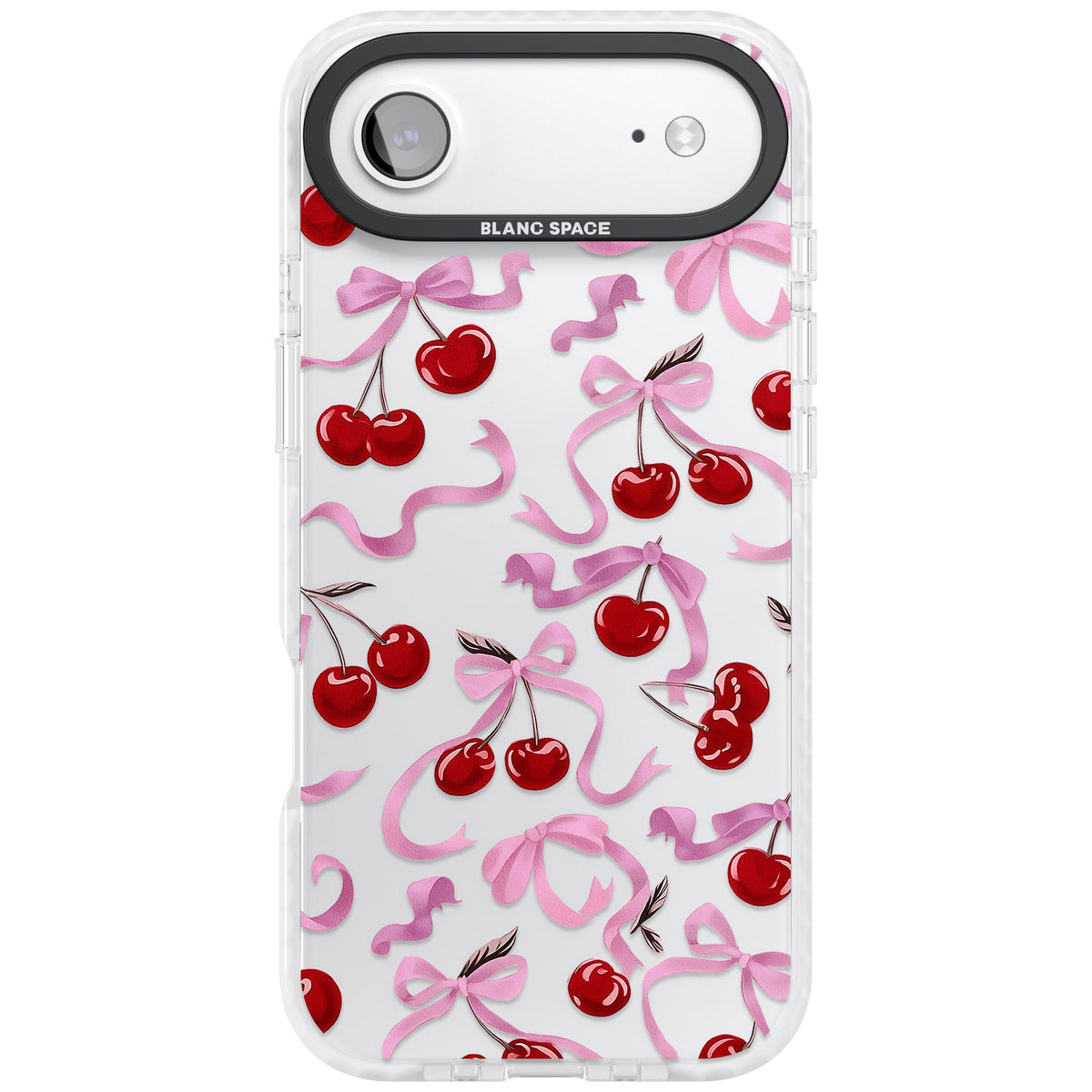 Pink Bow & Cherries iPhone Air Impact Clear Phone Case front