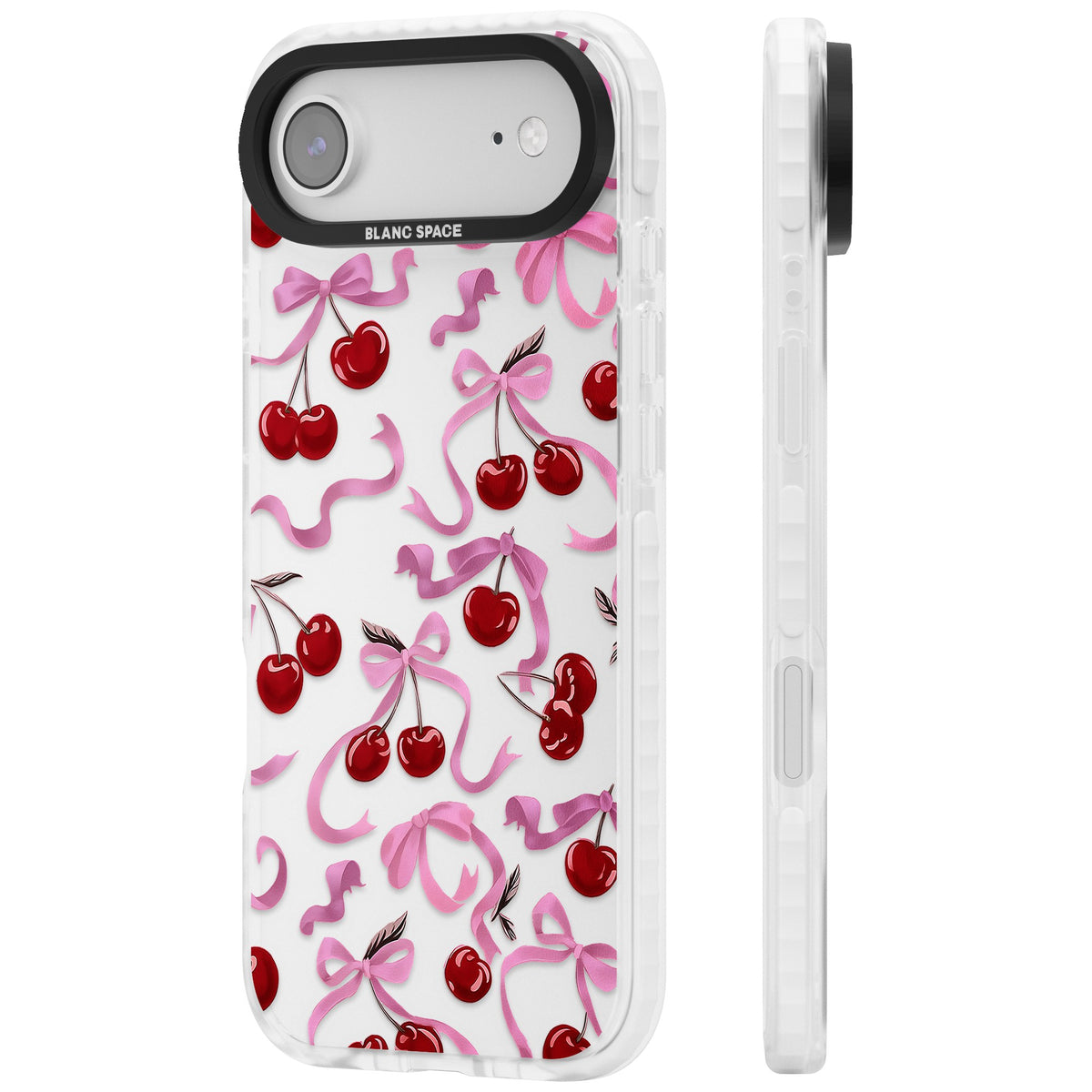 Pink Bow & Cherries iPhone Air Impact Clear Phone Case side
