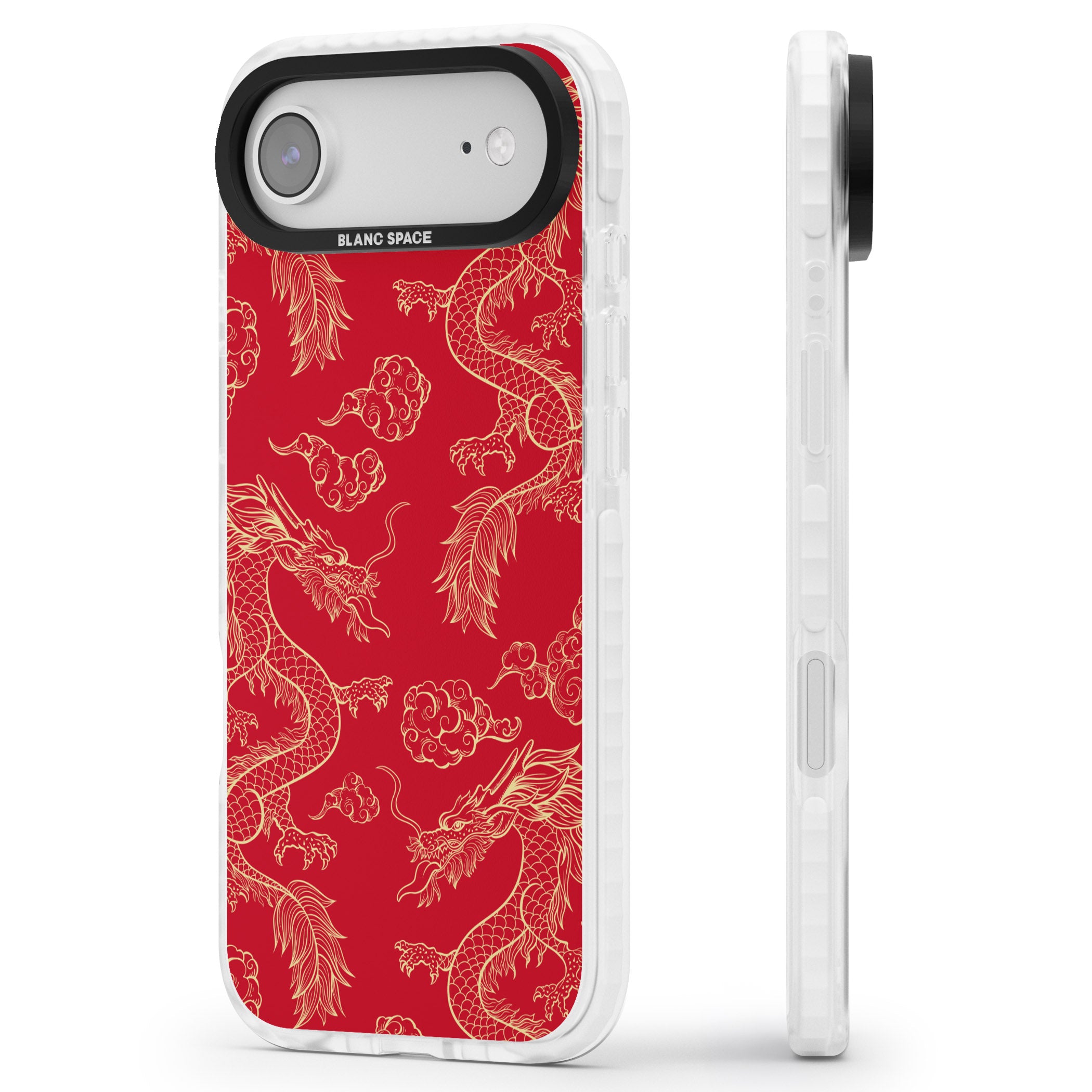 Red And Gold Dragon Pattern iPhone 17 Air Impact Clear Phone Case Side Profile