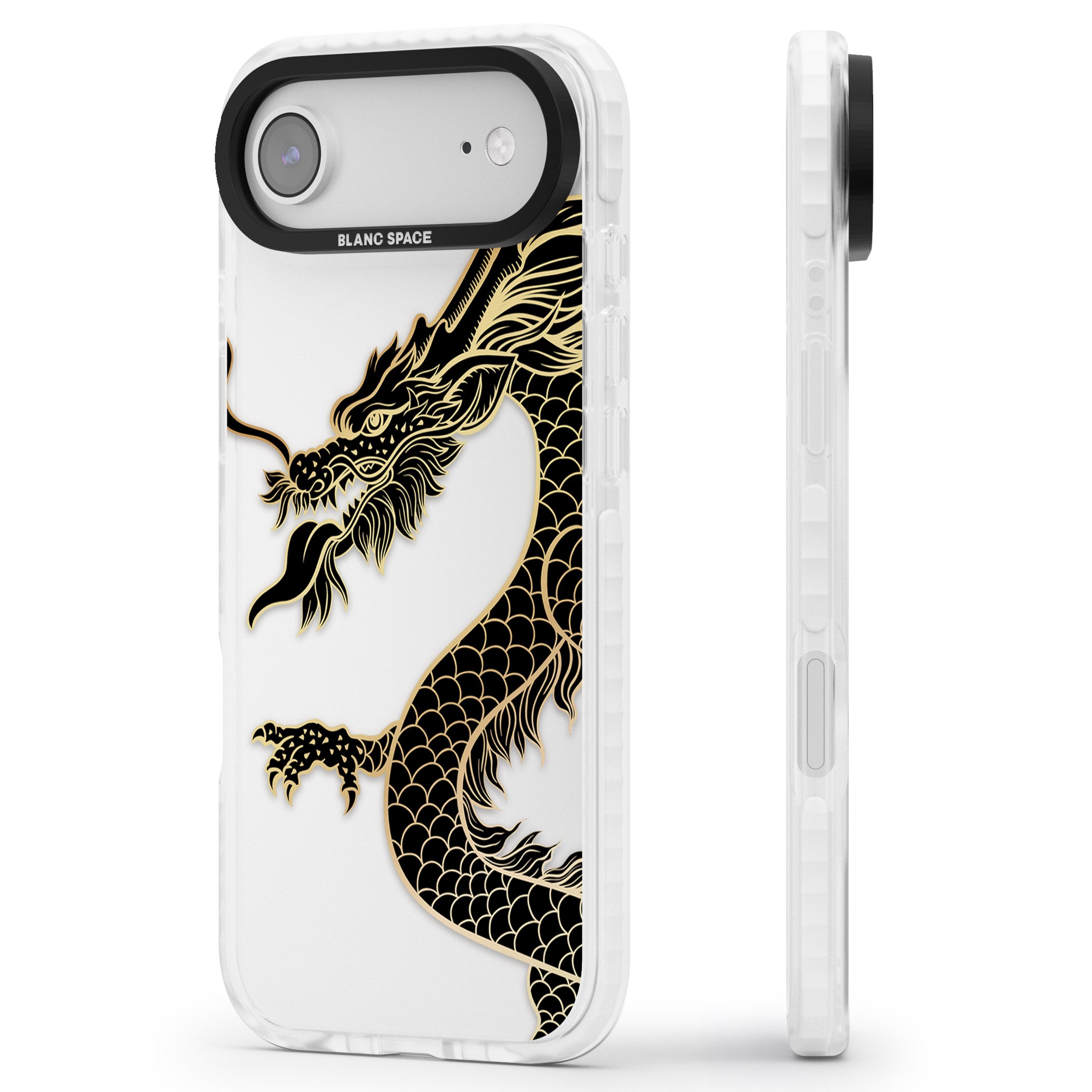 Large Black Dragon iPhone 17 Air Impact Clear Phone Case Side Profile