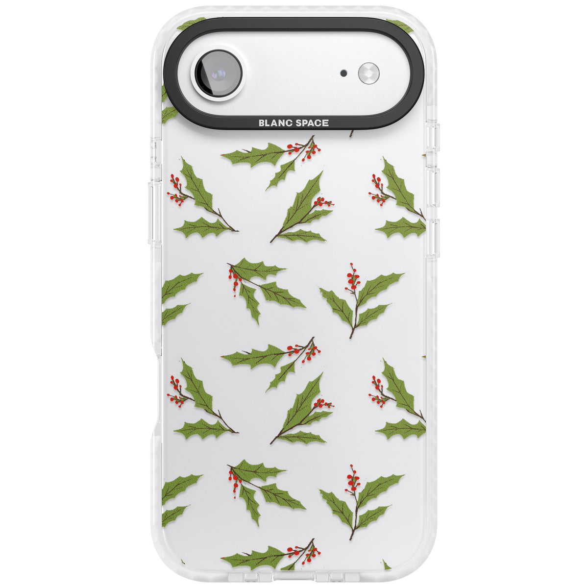 Christmas Holly Pattern iPhone Air Impact Clear Phone Case front
