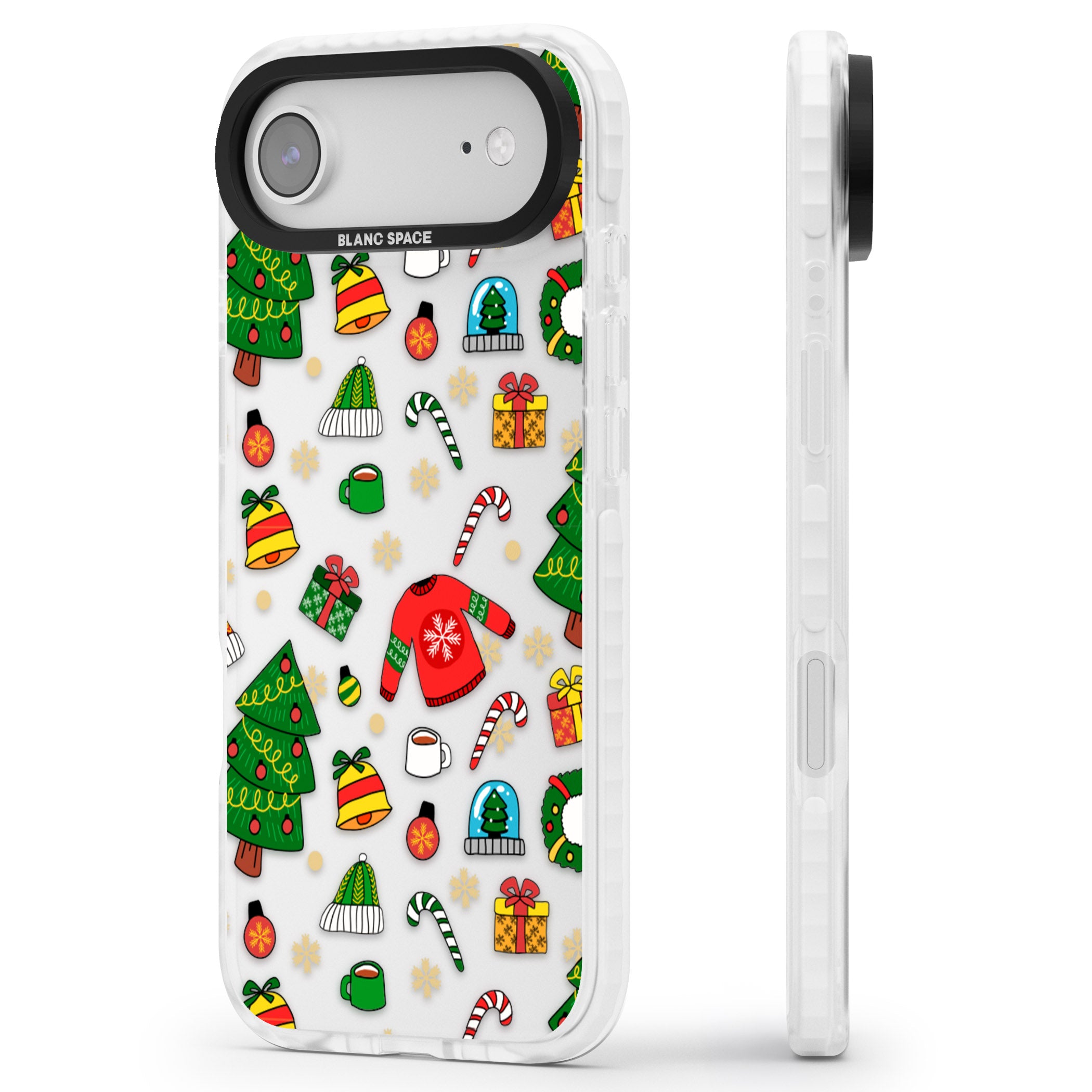 Christmas Mixture Pattern iPhone 17 Air Impact Clear Phone Case Side Profile