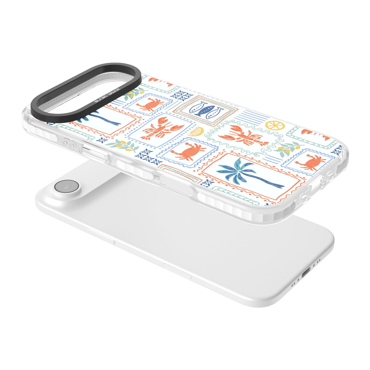 Seaside Stamps iPhone Air Impact Clear Phone Case angled