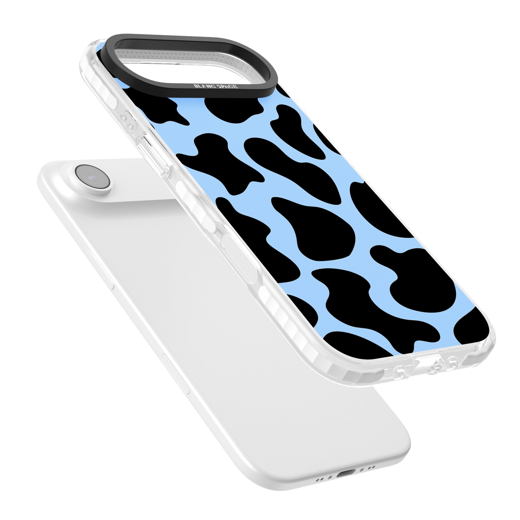 Blue And Black Cow Print iPhone 17 Air Impact Clear Phone Case Colours