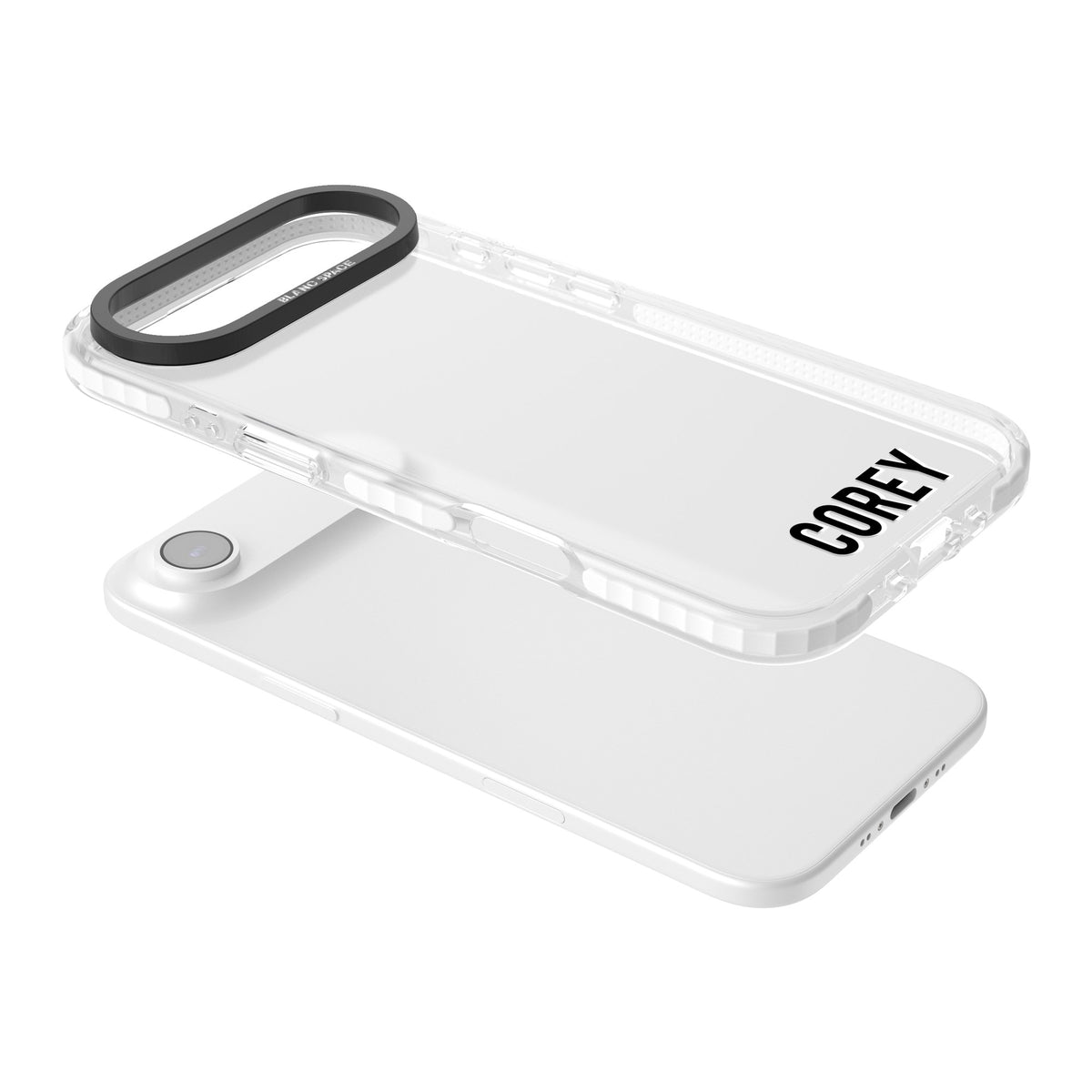 Personalised Name (Bottom) iPhone Air Impact Clear Phone Case angled