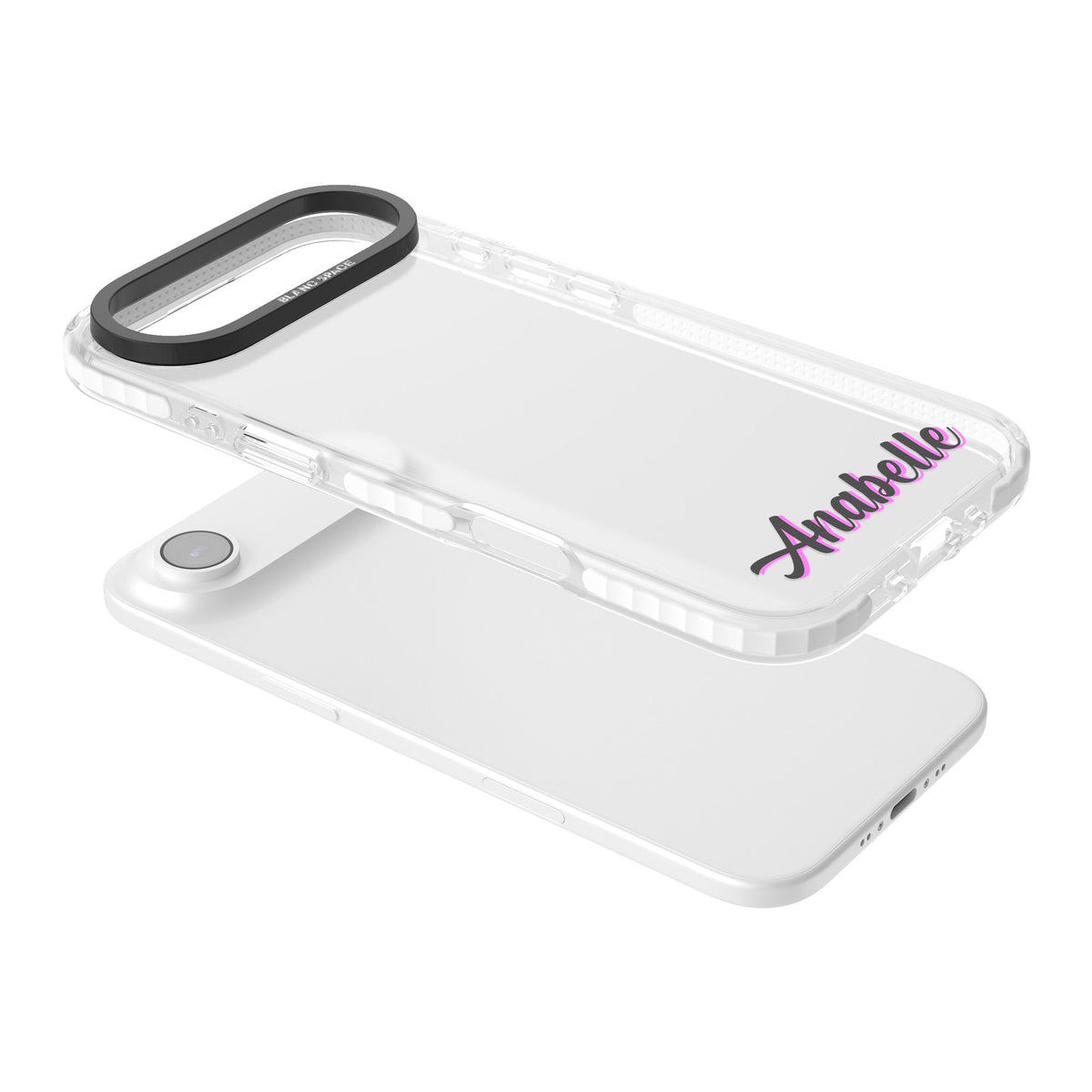 Personalised Cute Bottom Name iPhone Air Impact Clear Phone Case angled