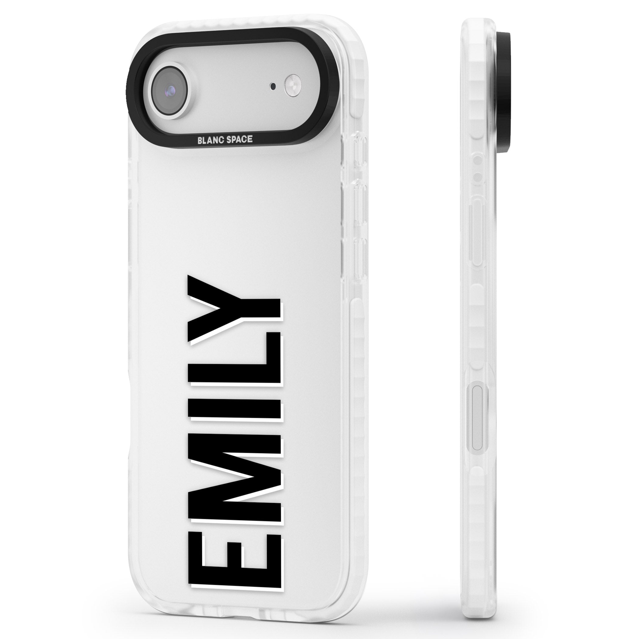 Personalised Vertical Name iPhone 17 Air Impact Clear Phone Case Side Profile
