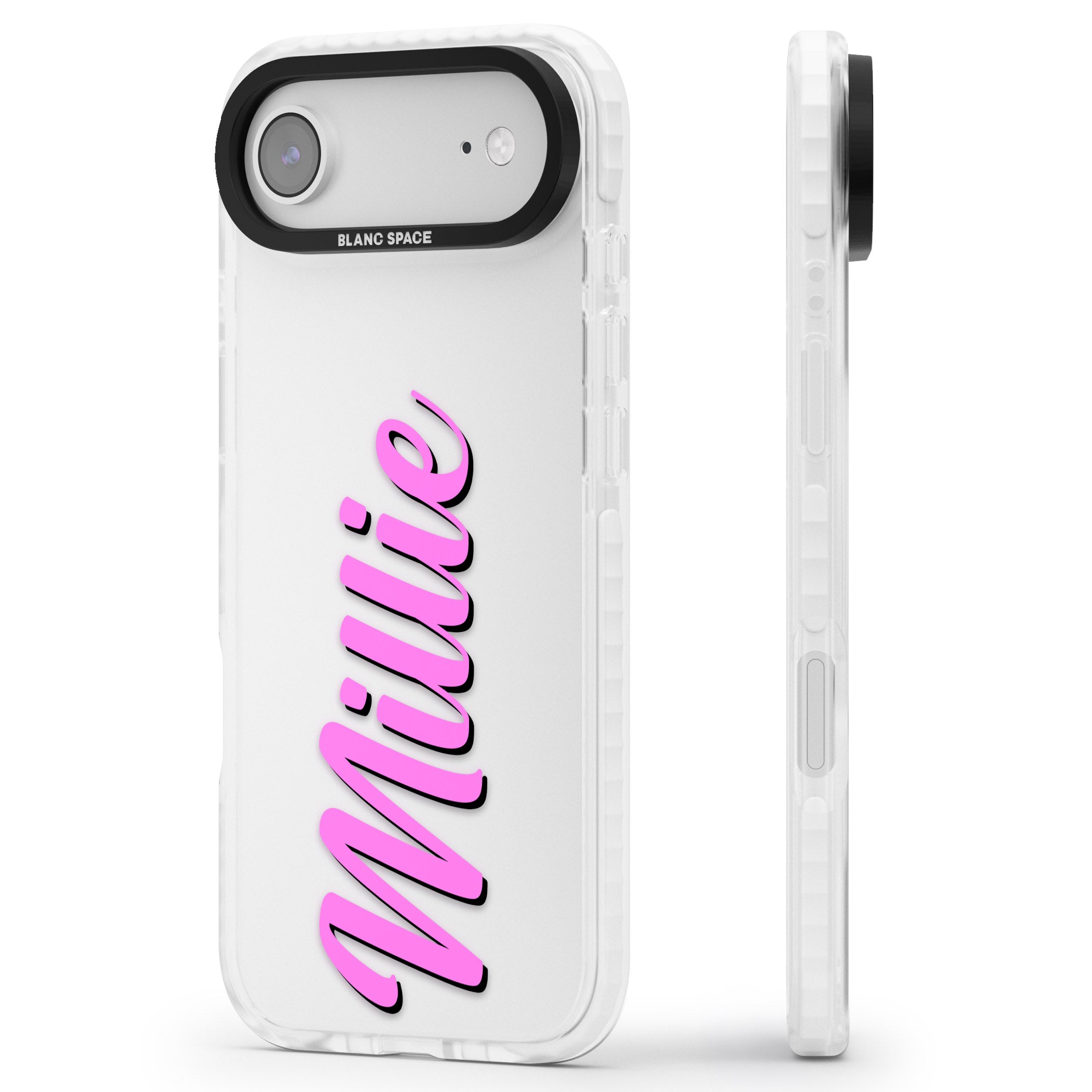 Personalised Cute Vertical Name iPhone 17 Air Impact Clear Phone Case Side Profile