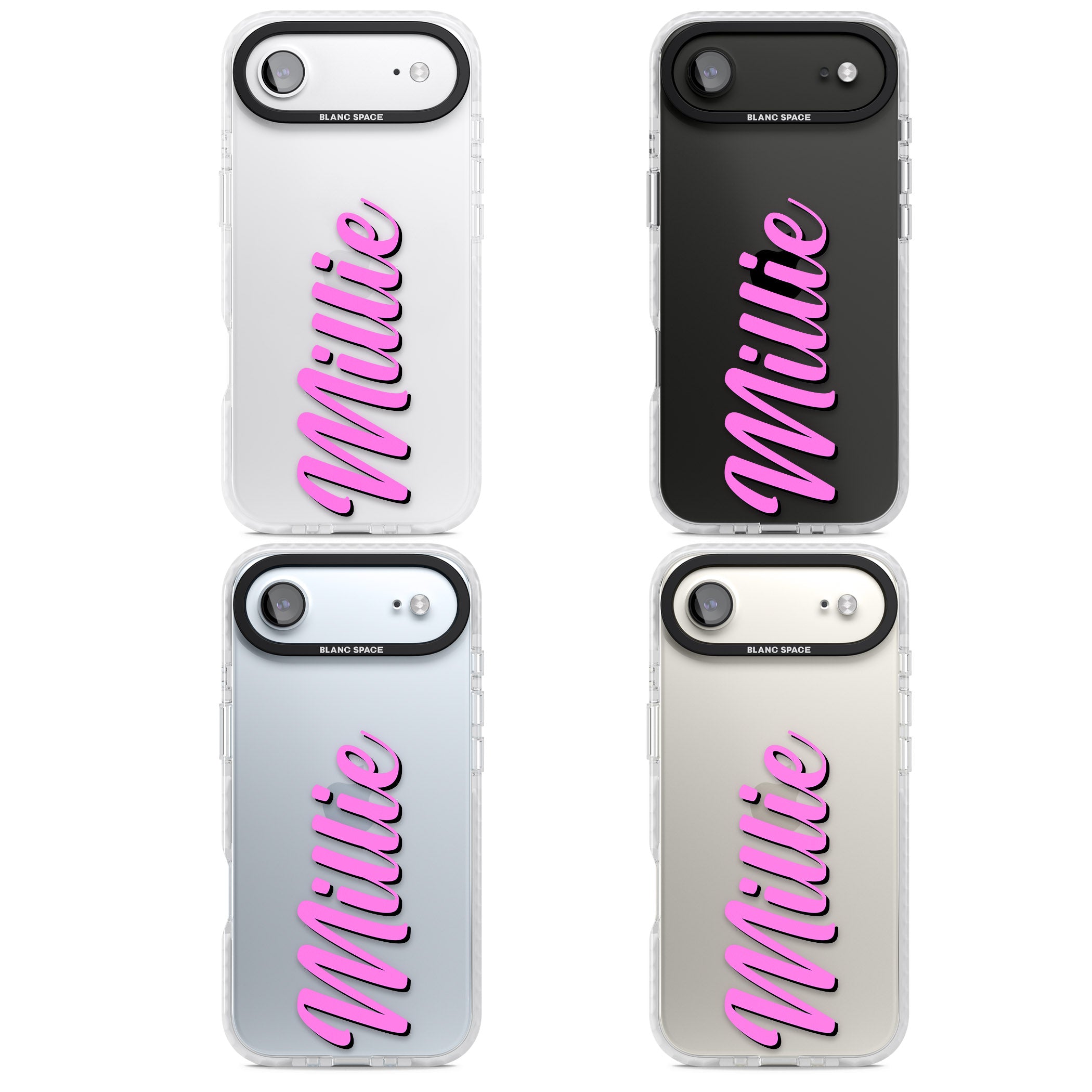 Personalised Cute Vertical Name iPhone 17 Air Impact Clear Phone Case APT Impact Protection