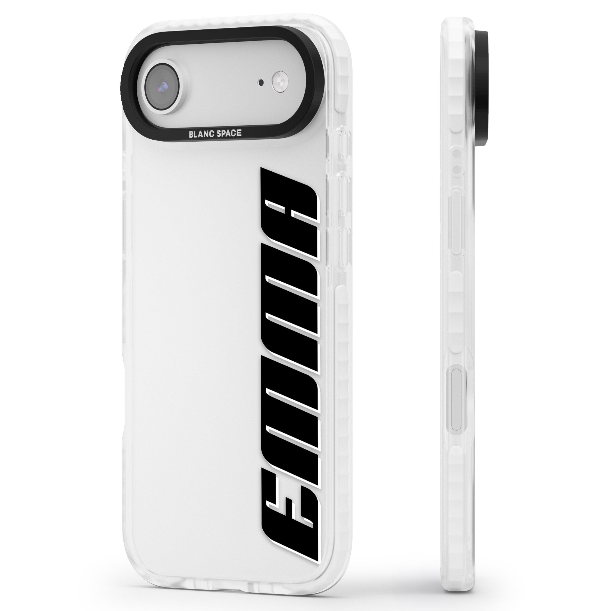 Personalised Vertical Bold Name iPhone 17 Air Impact Clear Phone Case Side Profile