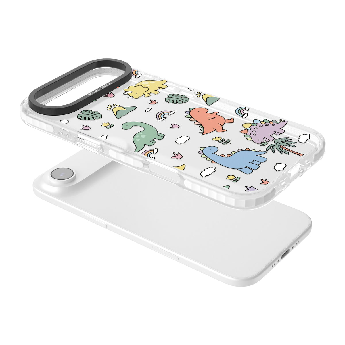 Cute Dino Pattern iPhone Air Impact Clear Phone Case angled