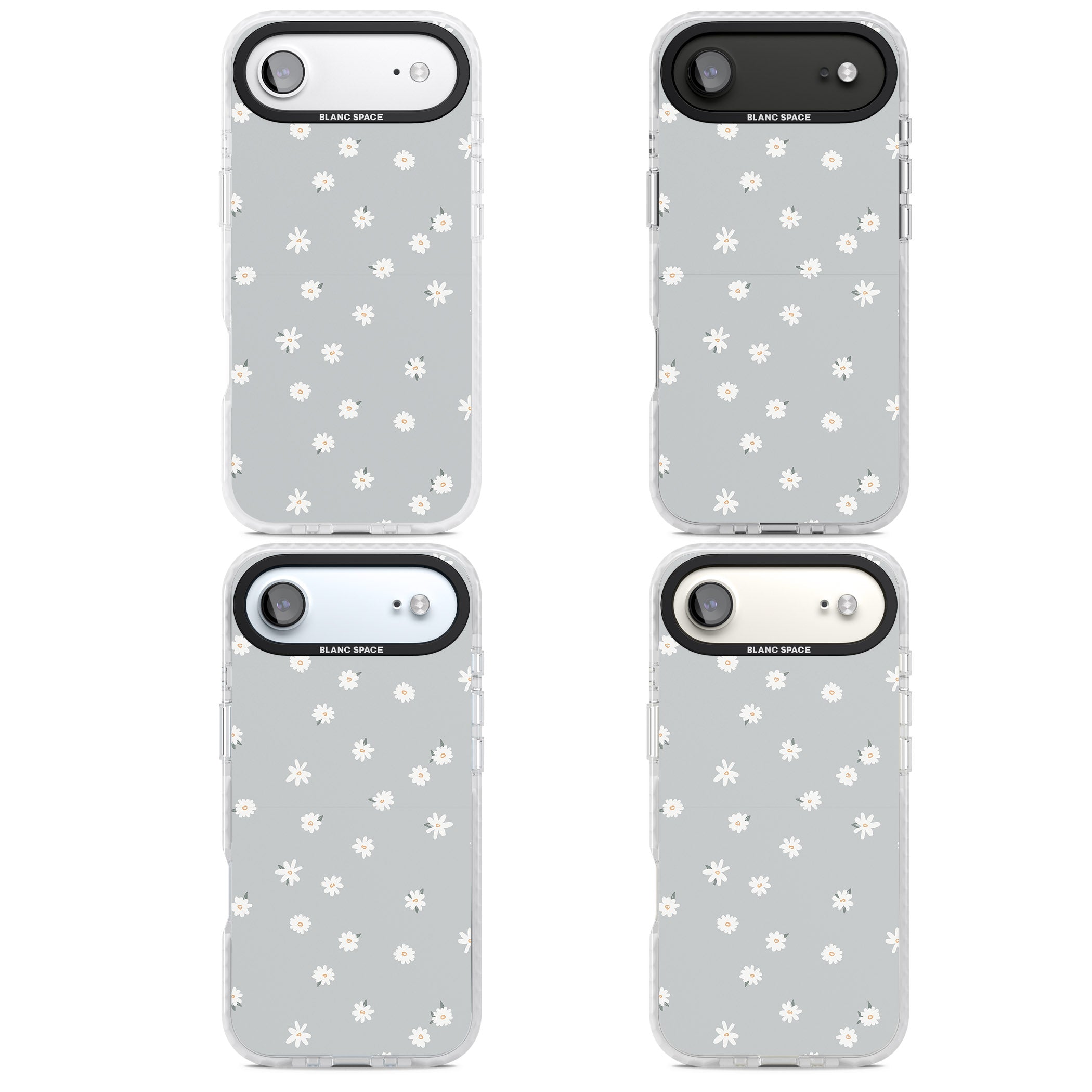 Painted Daisy Blue Grey iPhone 17 Air Impact Clear Phone Case APT Impact Protection