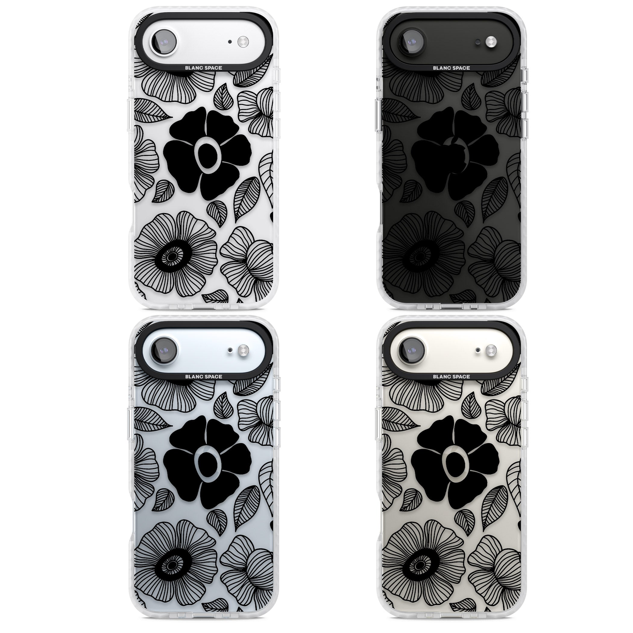 Black Flowers iPhone 17 Air Impact Clear Phone Case APT Impact Protection