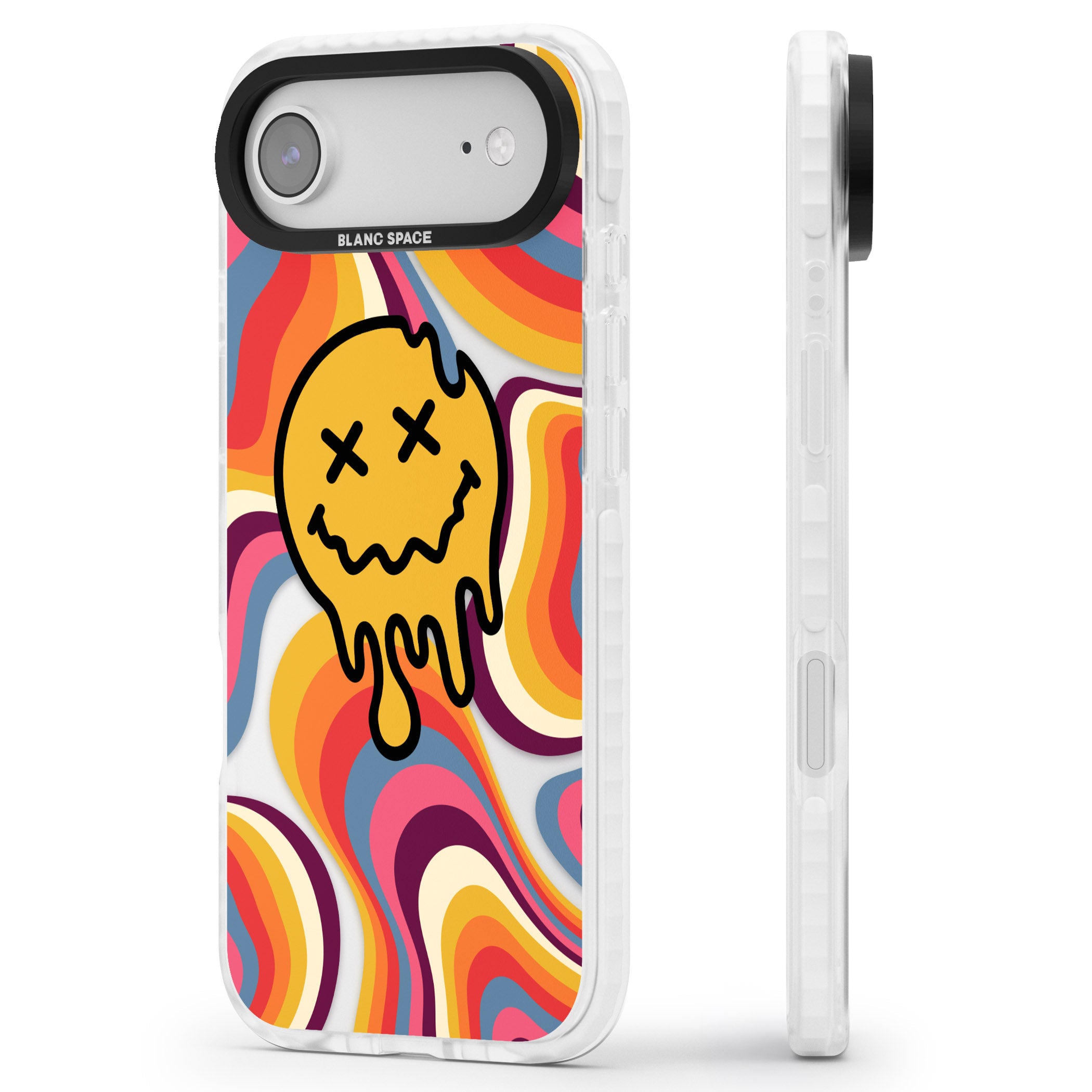 Trippy Face Melt iPhone 17 Air Impact Clear Phone Case Side Profile