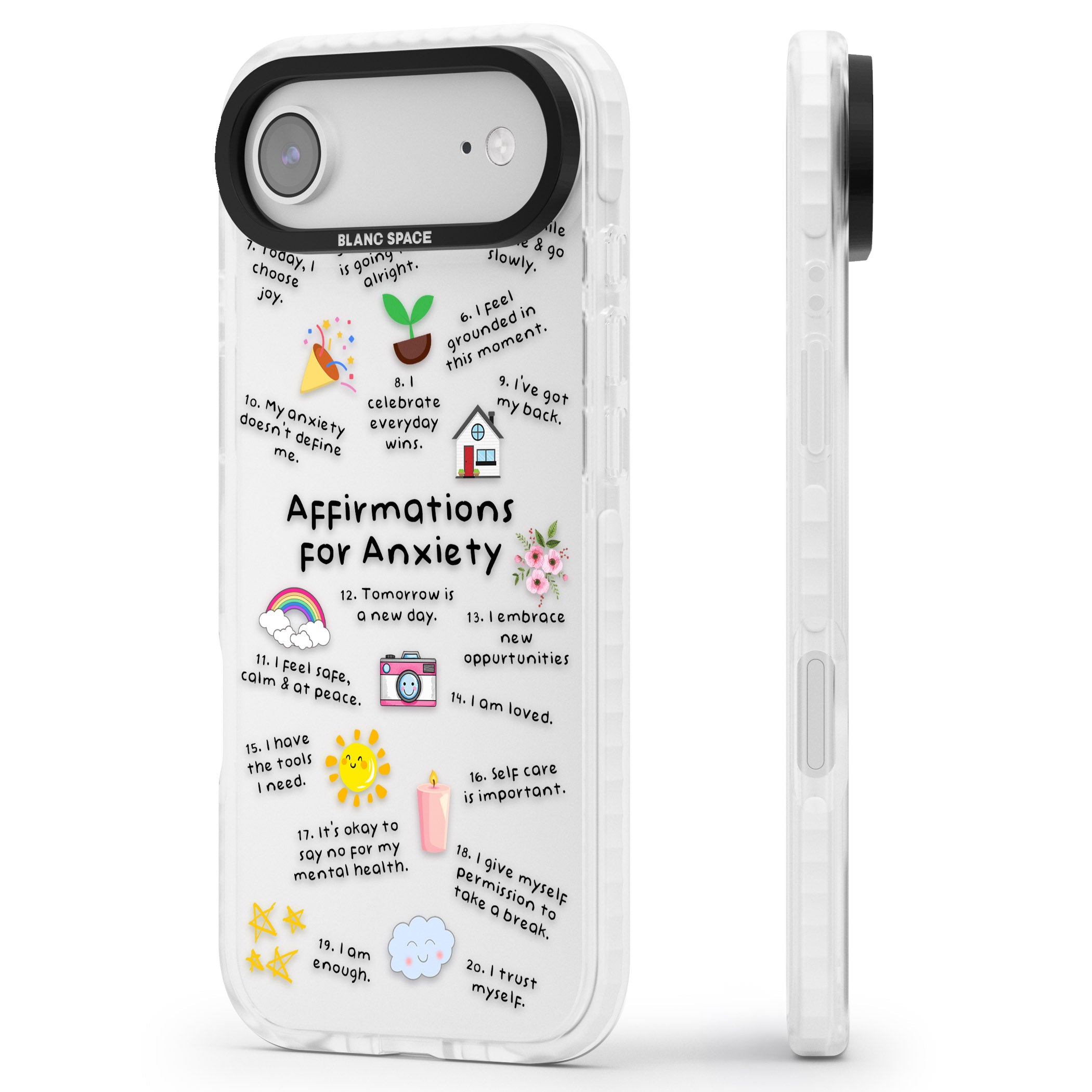 Anxiety Black Text iPhone 17 Air Impact Clear Phone Case Side Profile