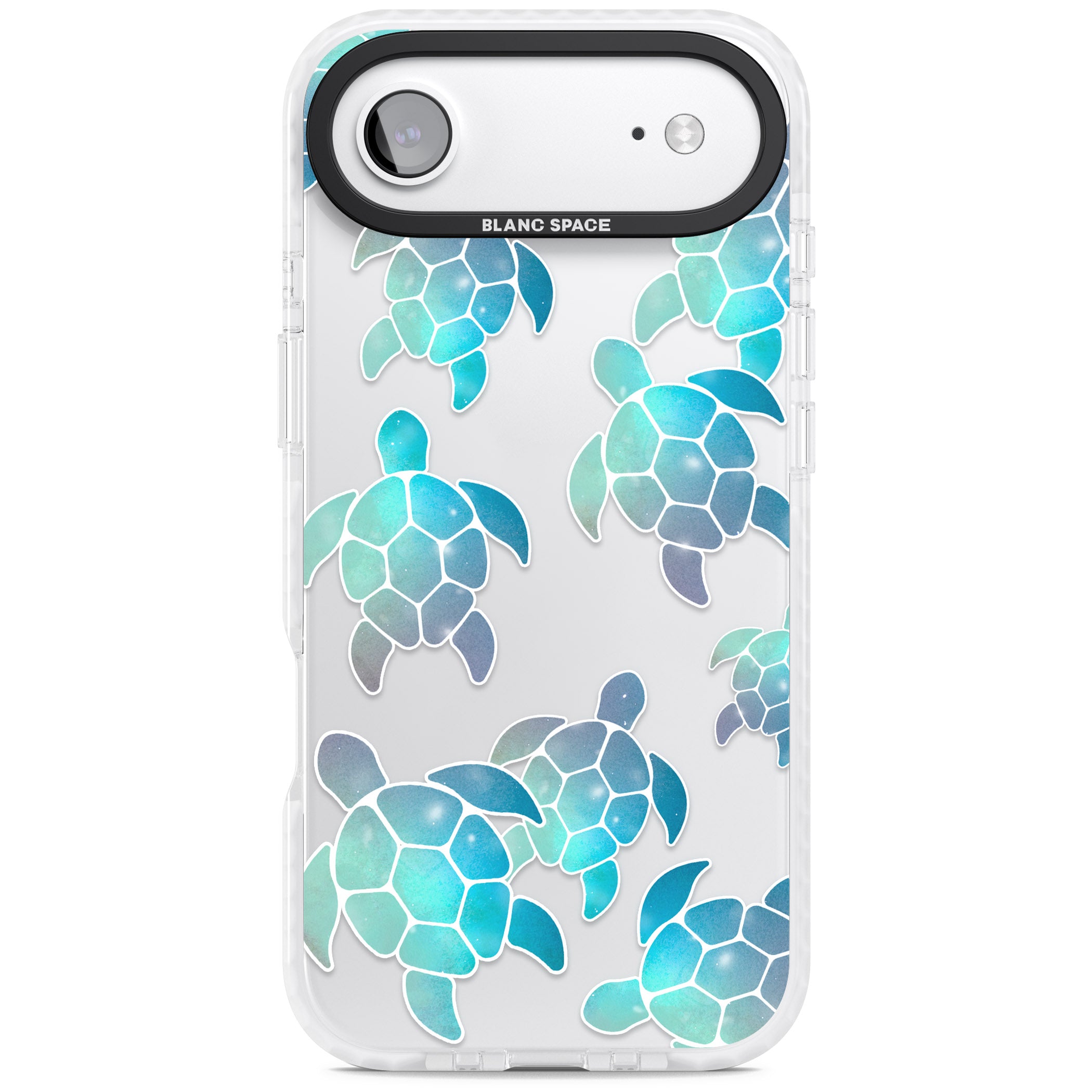 Aqua Space Turtles iPhone 17 Air Impact Clear Phone Case