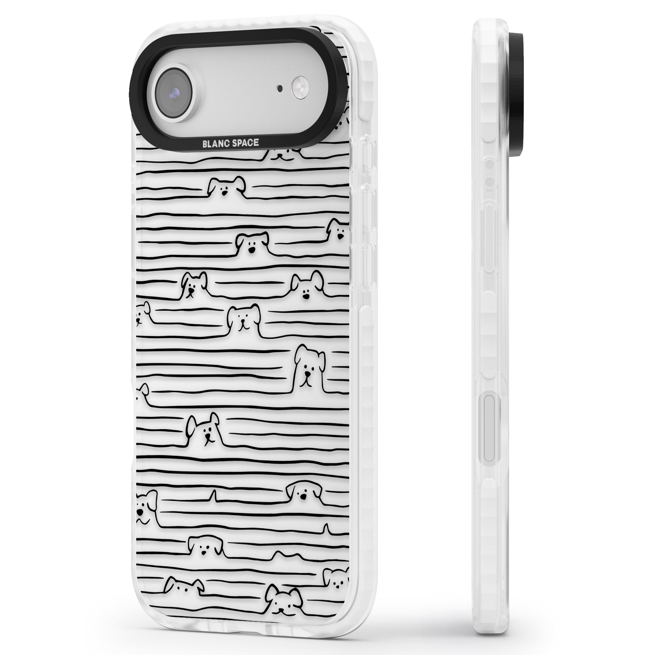 Dog Line Art Black iPhone 17 Air Impact Clear Phone Case Side Profile