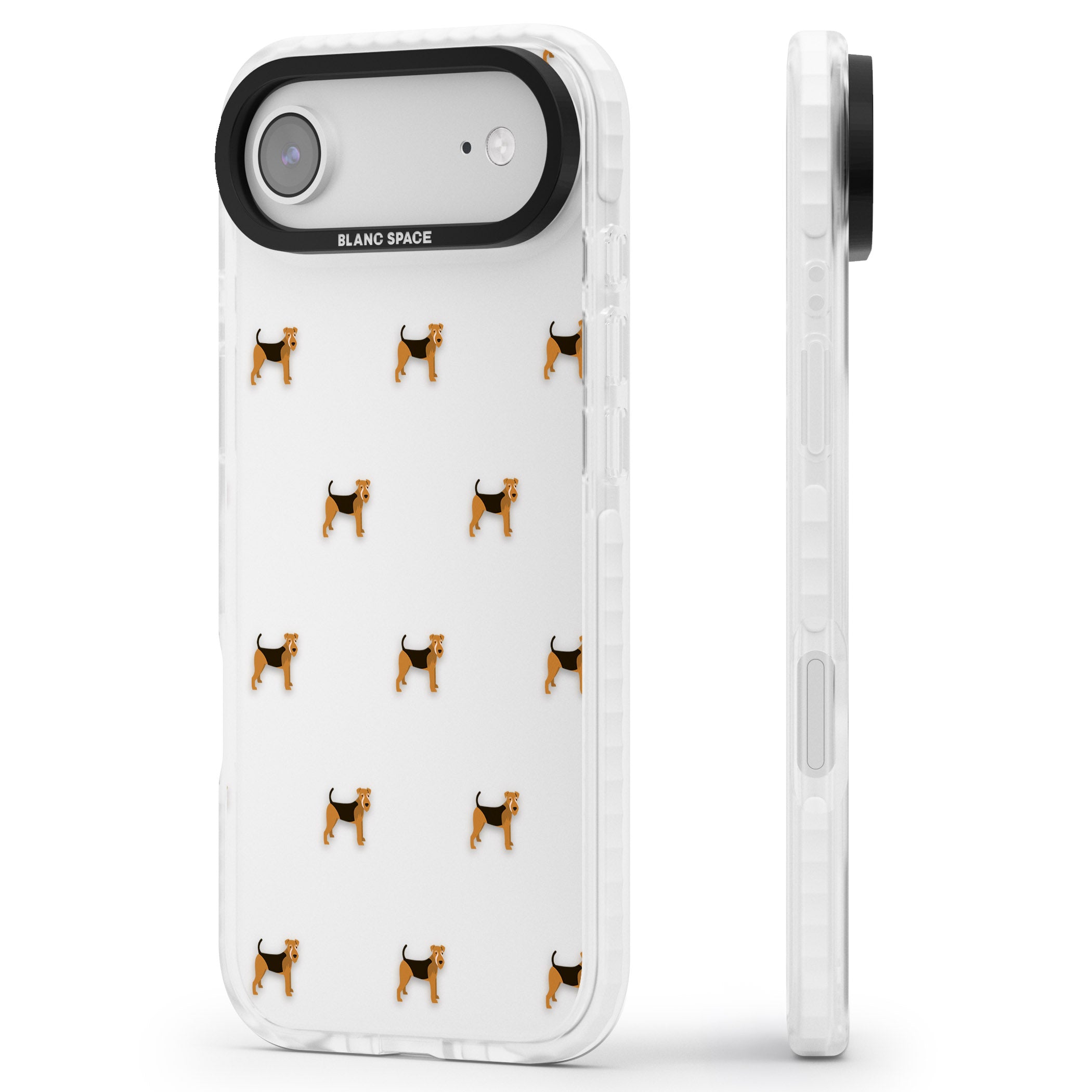Airedale Terrier Dog Pattern iPhone 17 Air Impact Clear Phone Case Side Profile
