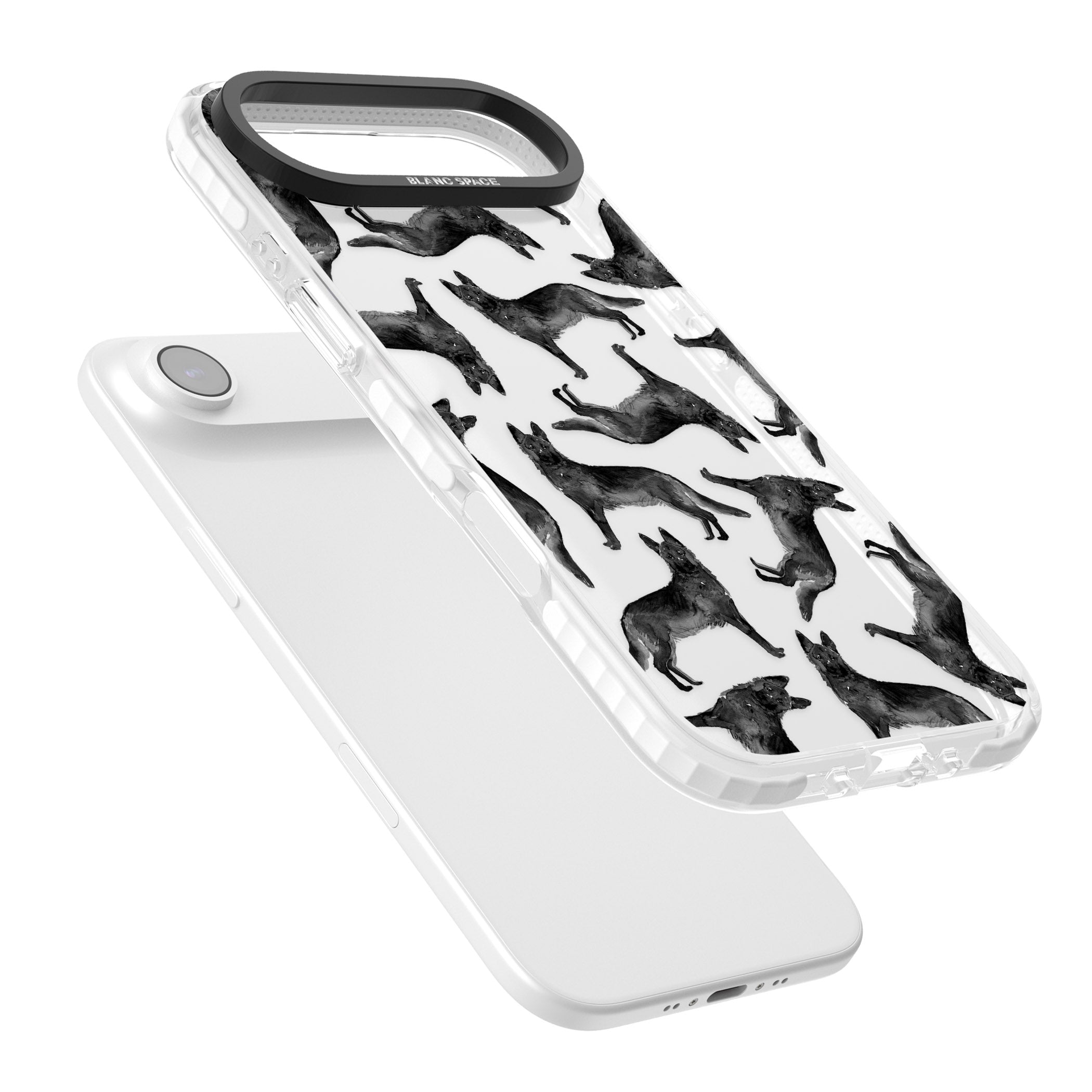 German Shepherd Pattern Black iPhone 17 Air Impact Clear Phone Case Colours