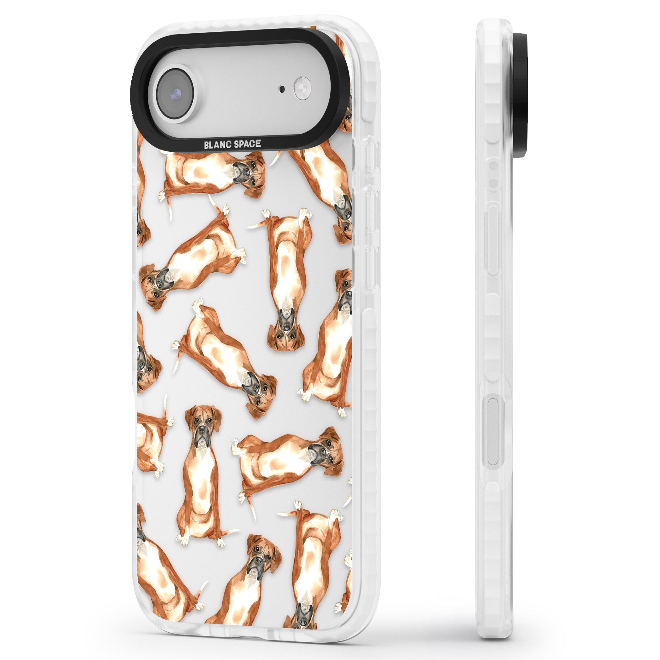 Boxer Watercolor Dog Pattern iPhone 17 Air Impact Clear Phone Case Side Profile