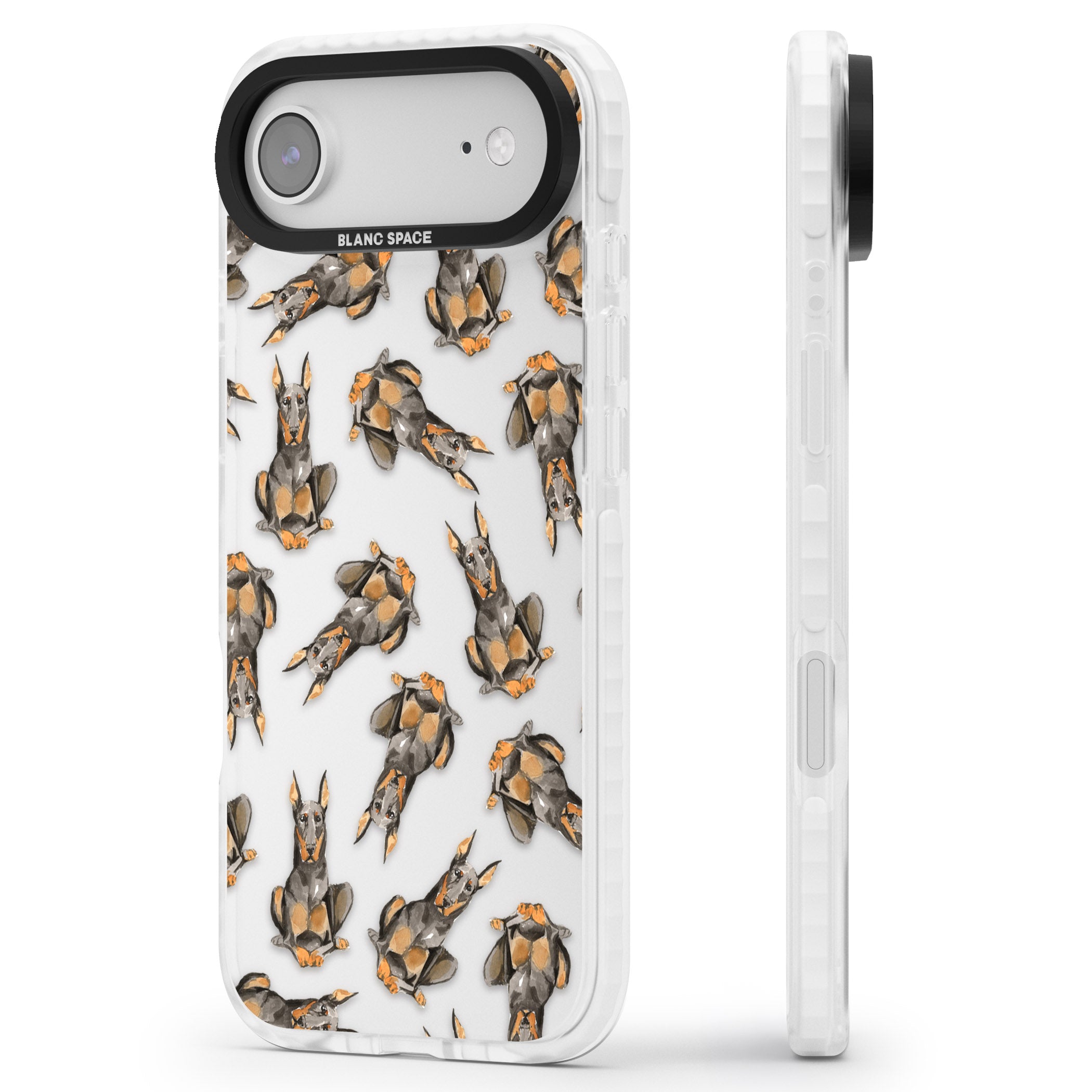 Doberman Watercolor Dog iPhone 17 Air Impact Clear Phone Case Side Profile
