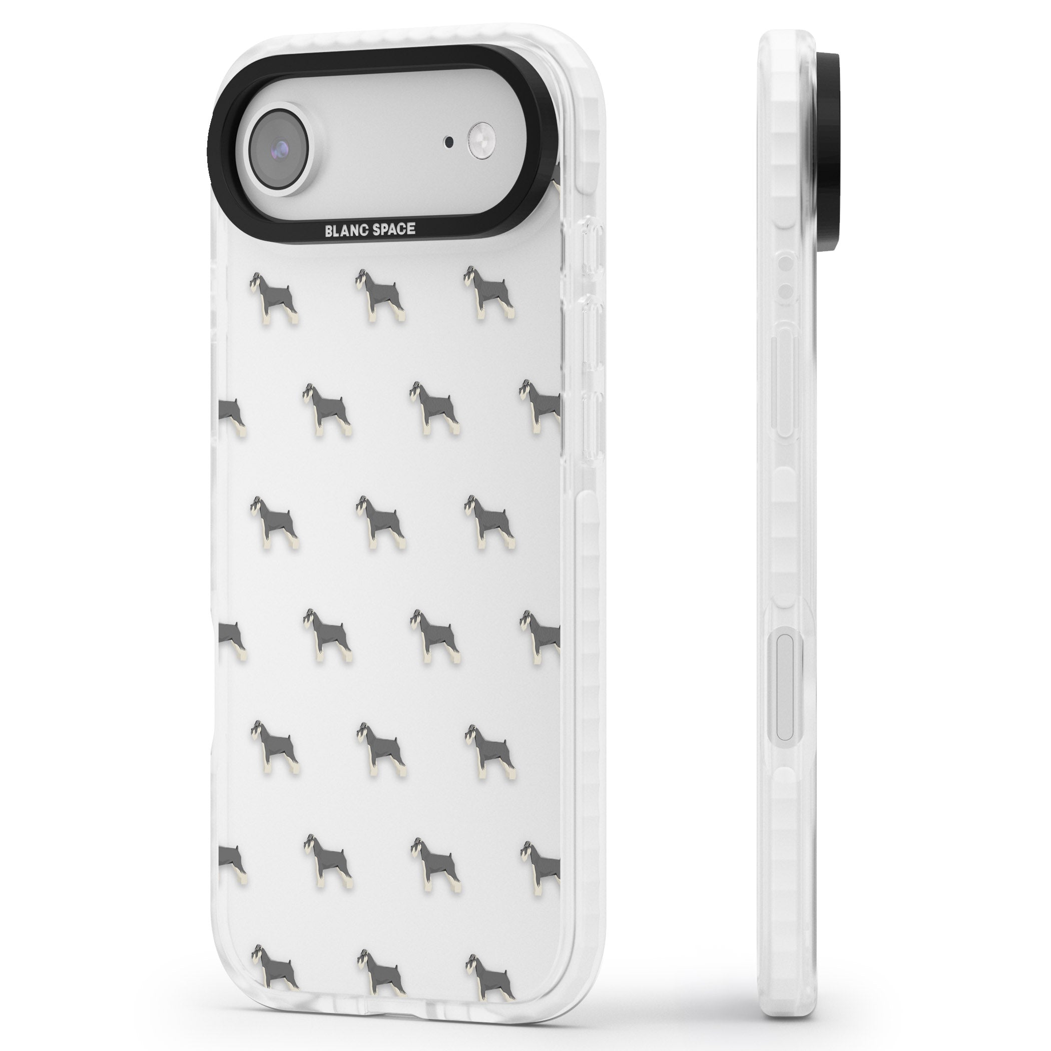 Schnauzer Dog Pattern iPhone 17 Air Impact Clear Phone Case Side Profile