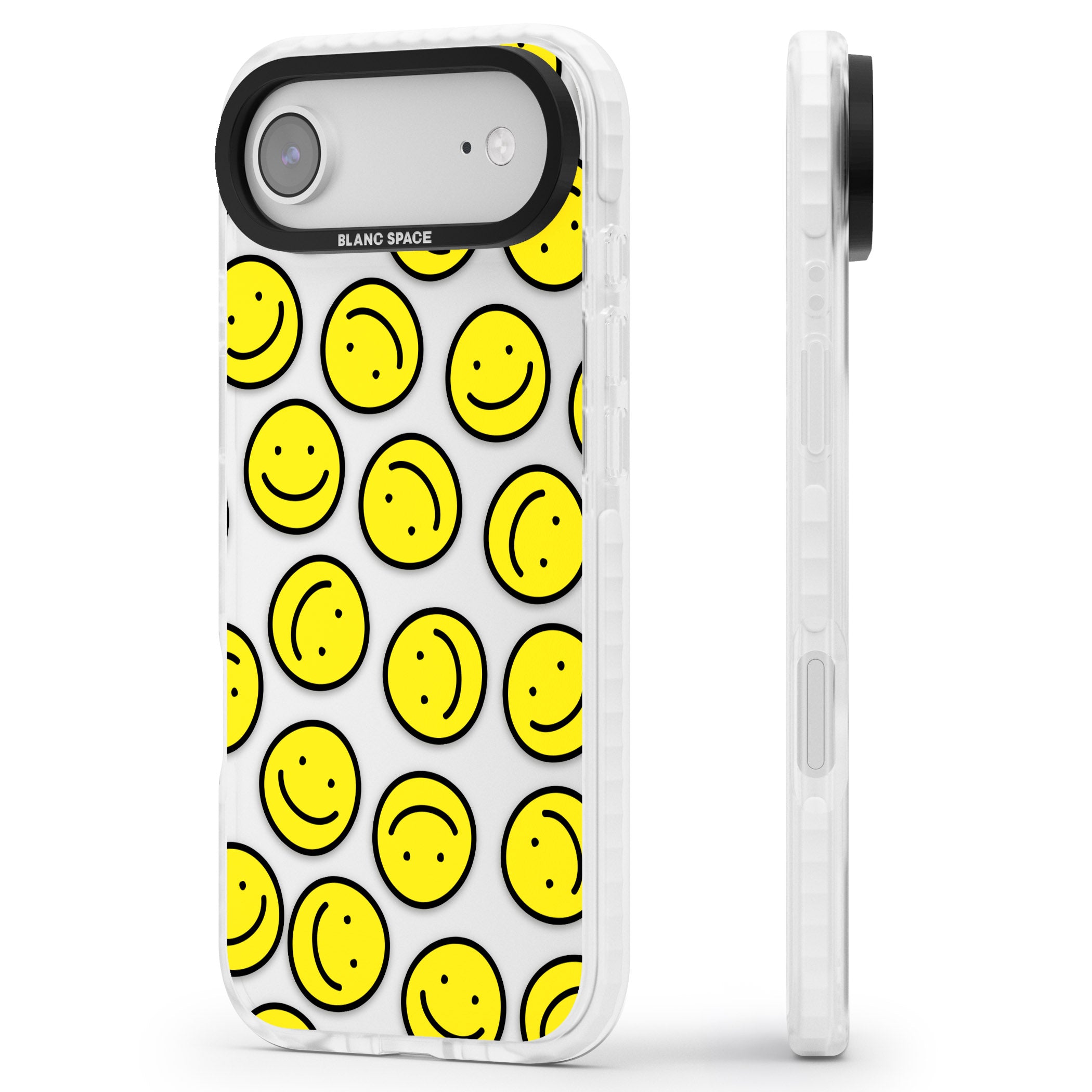 Smiley Face Pattern iPhone 17 Air Impact Clear Phone Case Side Profile