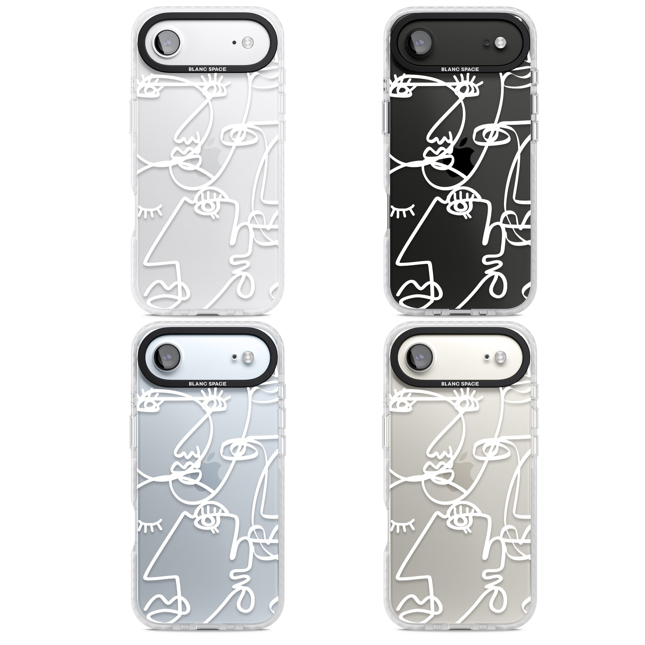 Abstract Line Art White Clear iPhone 17 Air Impact Clear Phone Case APT Impact Protection