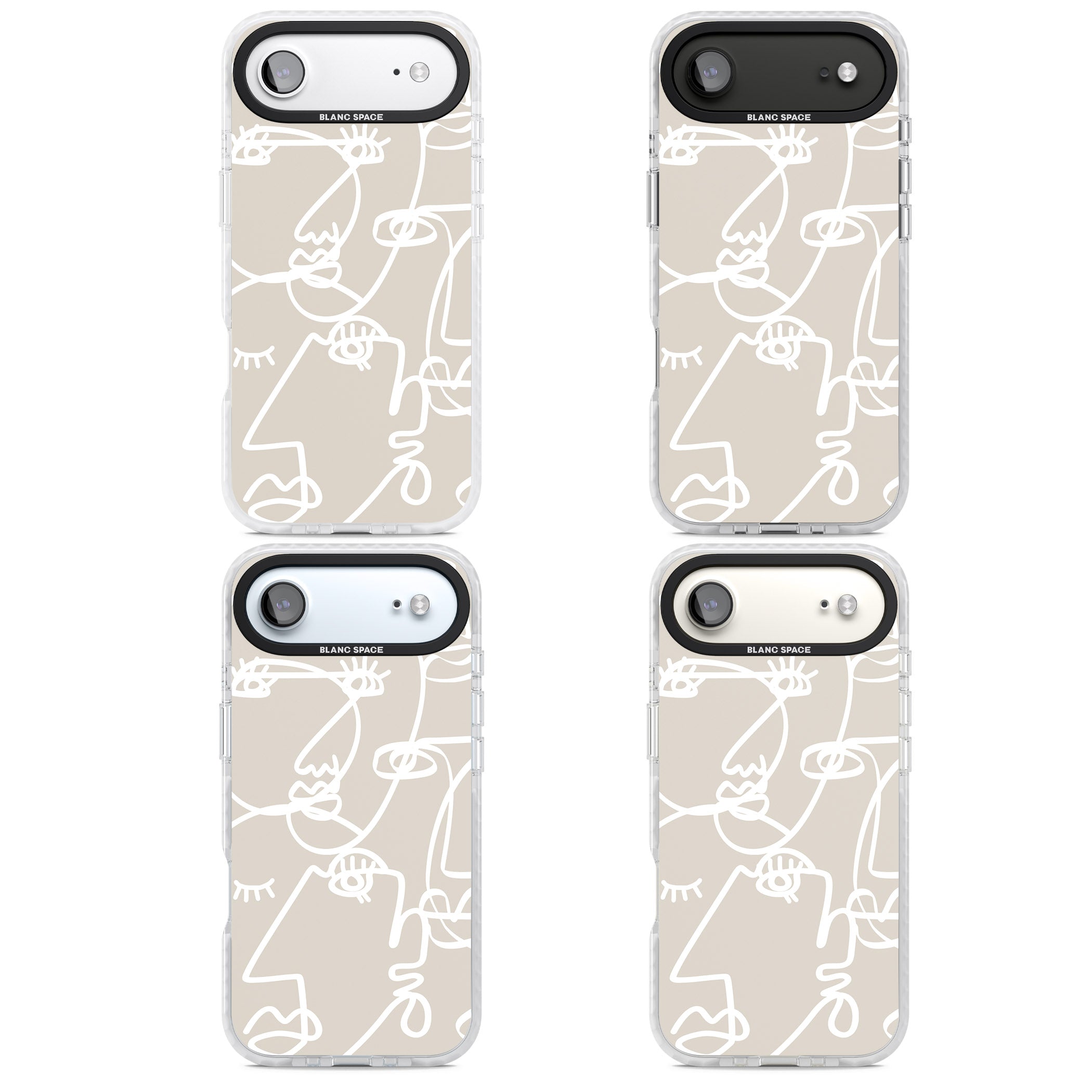 Abstract Line Art White Beige iPhone 17 Air Impact Clear Phone Case APT Impact Protection