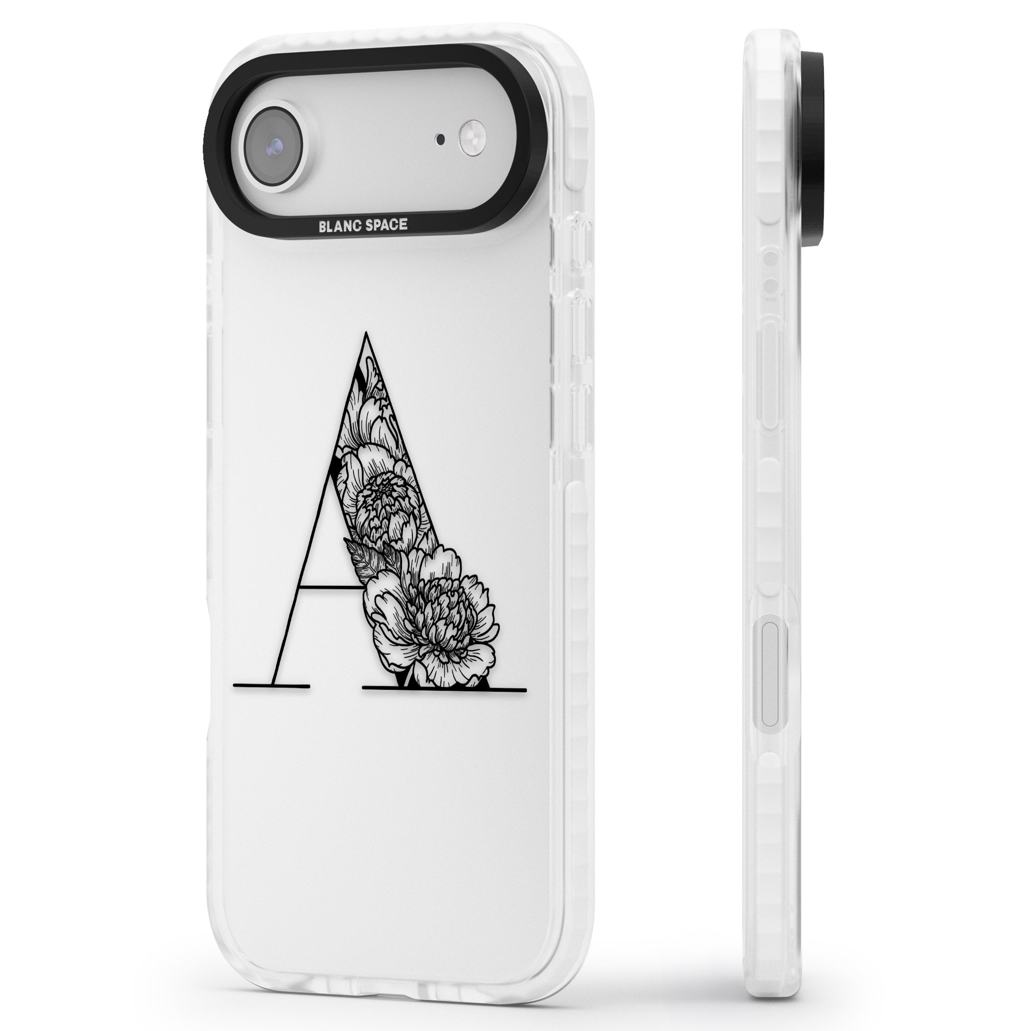 Personalised Floral Monogram iPhone 17 Air Impact Clear Phone Case Side Profile