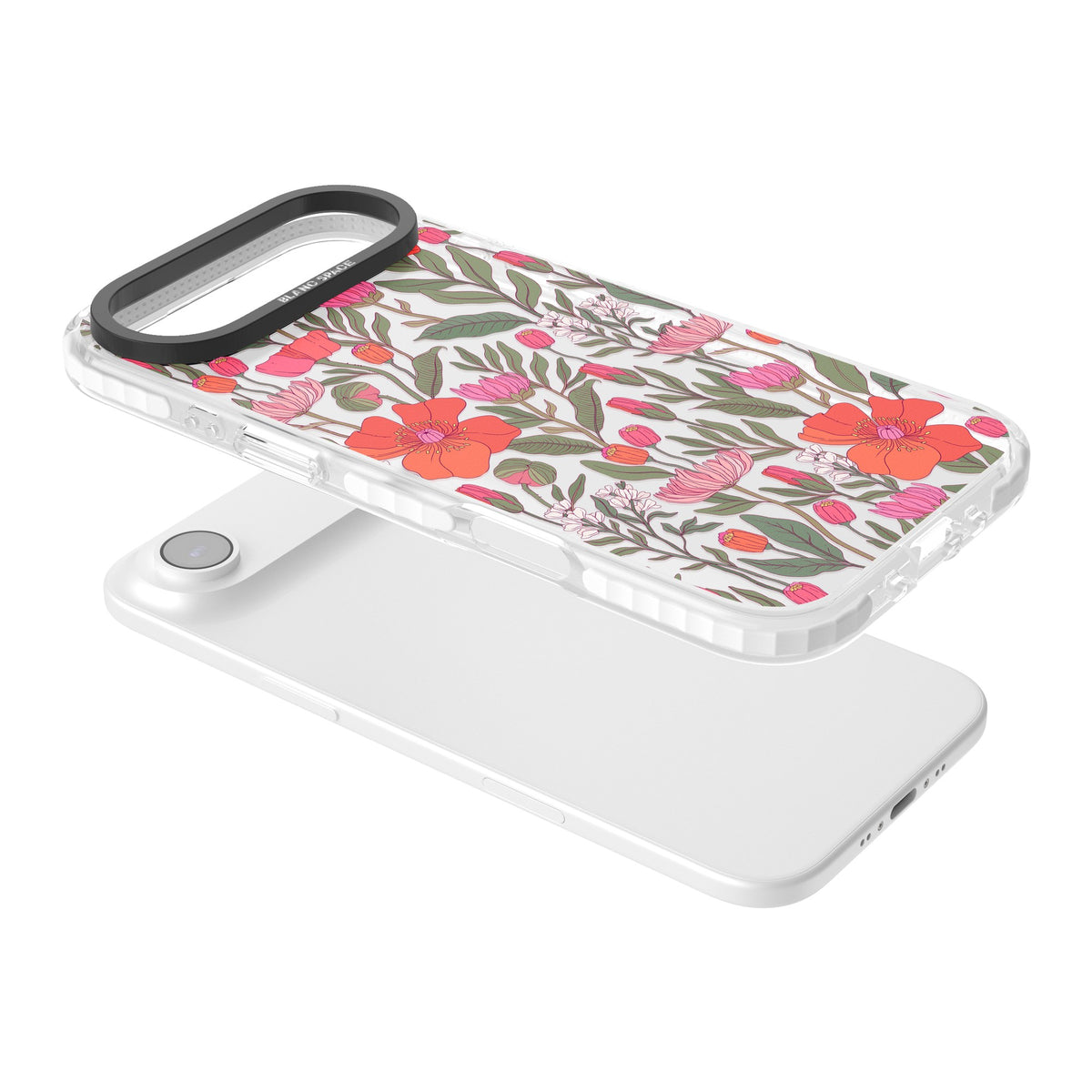 Peachy Floral iPhone Air Impact Clear Phone Case angled